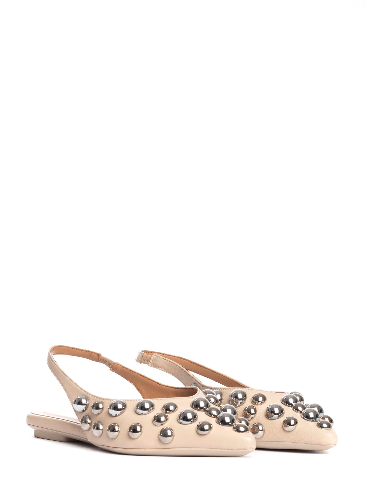 Annalu ballerine slingback in nappa cappuccino borchie