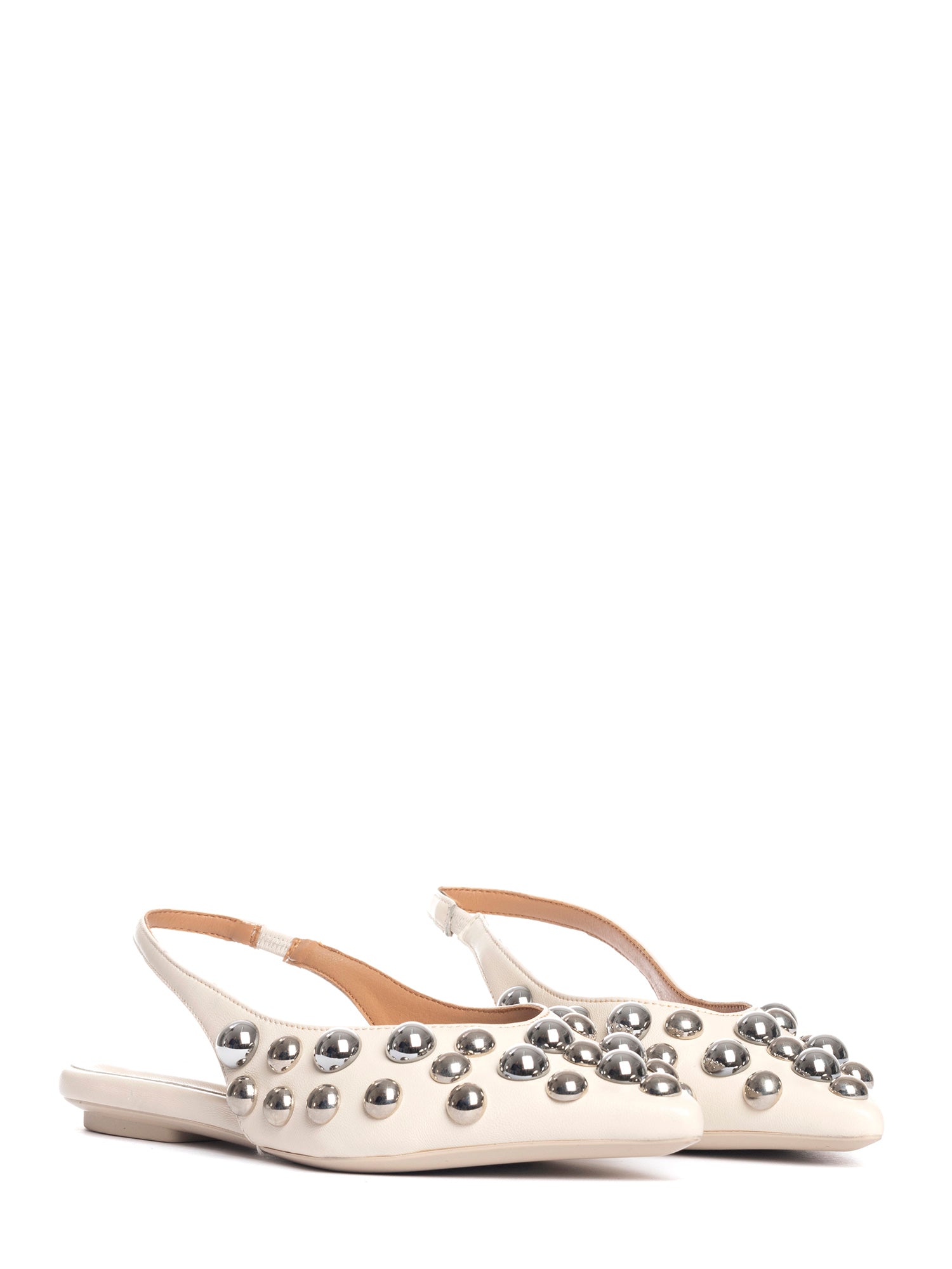 Annalu ballerine slingback in nappa off white borchie