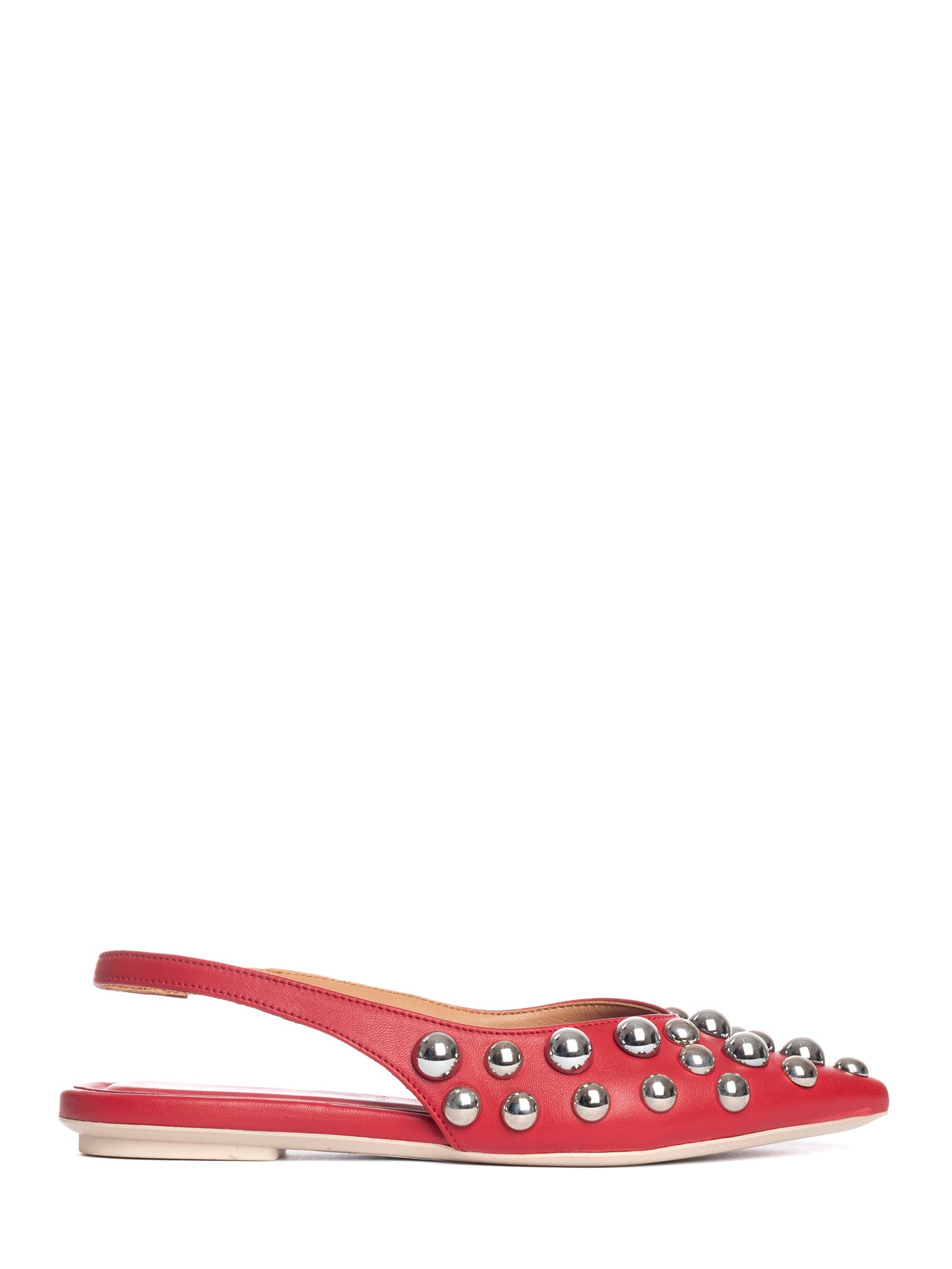 Annalu ballerine slingback in nappa rosso borchie