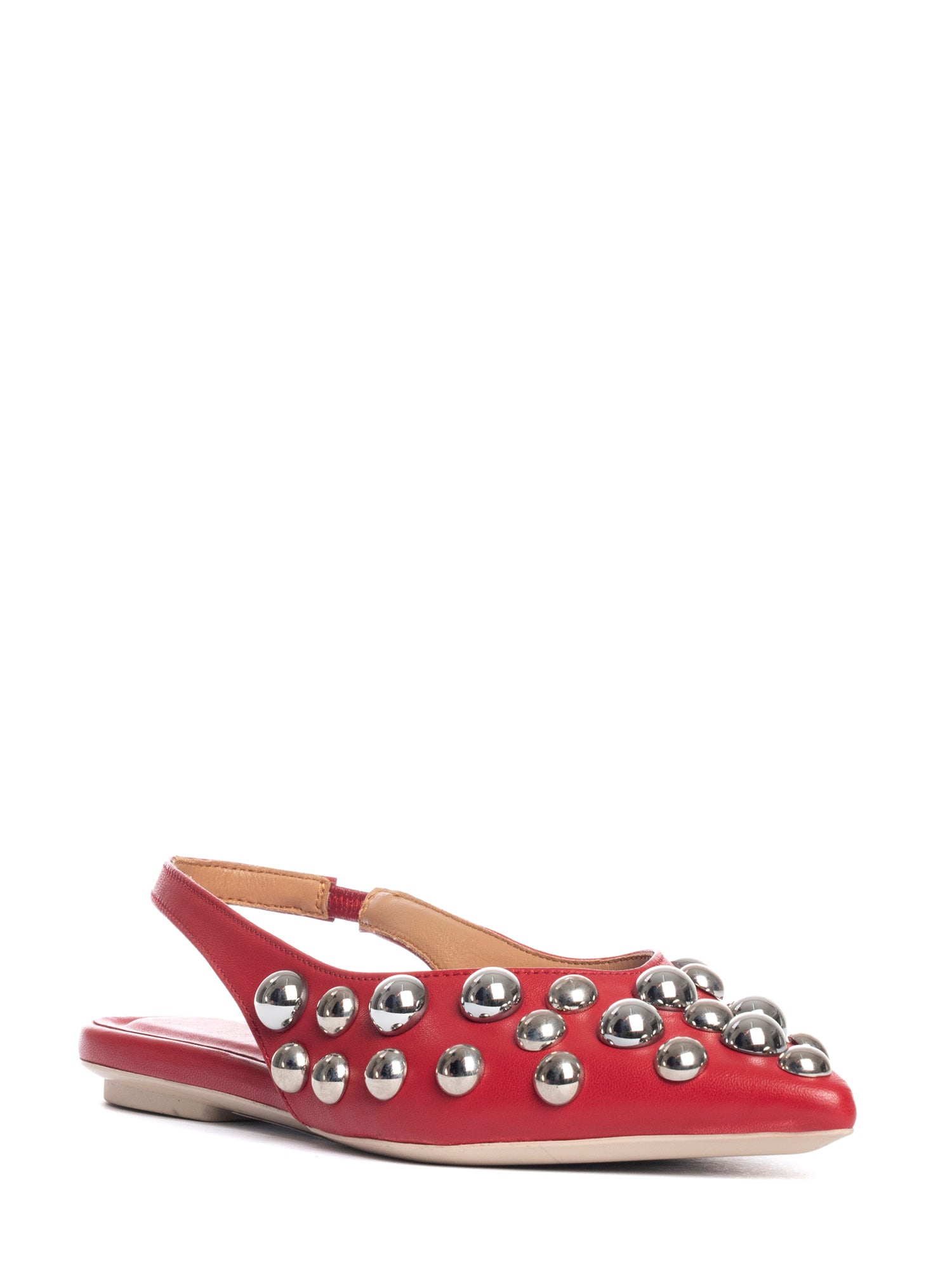 Annalu ballerine slingback in nappa rosso borchie