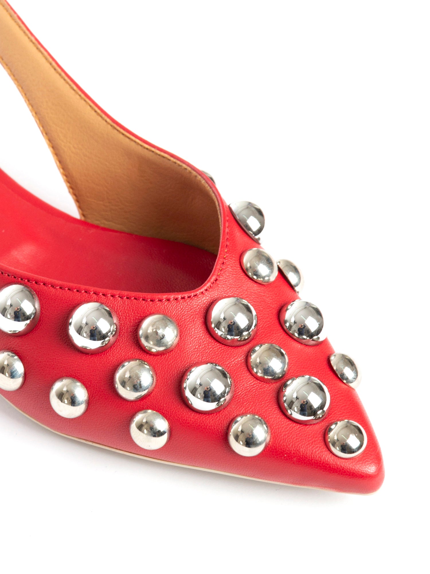 Annalu ballerine slingback in nappa rosso borchie