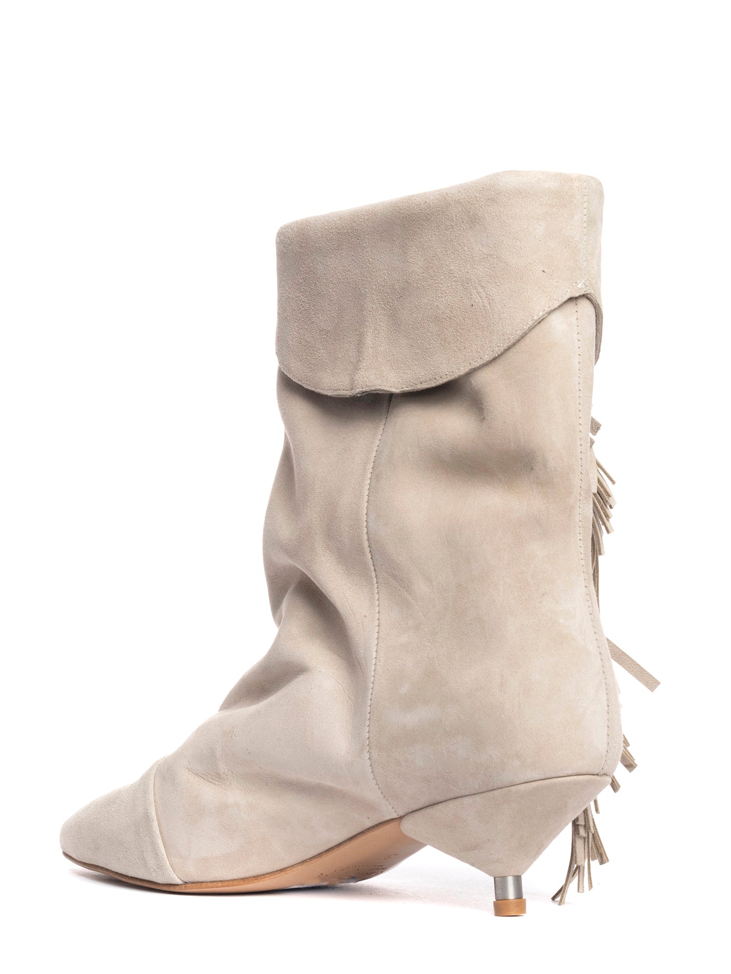 Ariana tronchetti con frange in camoscio sabbia