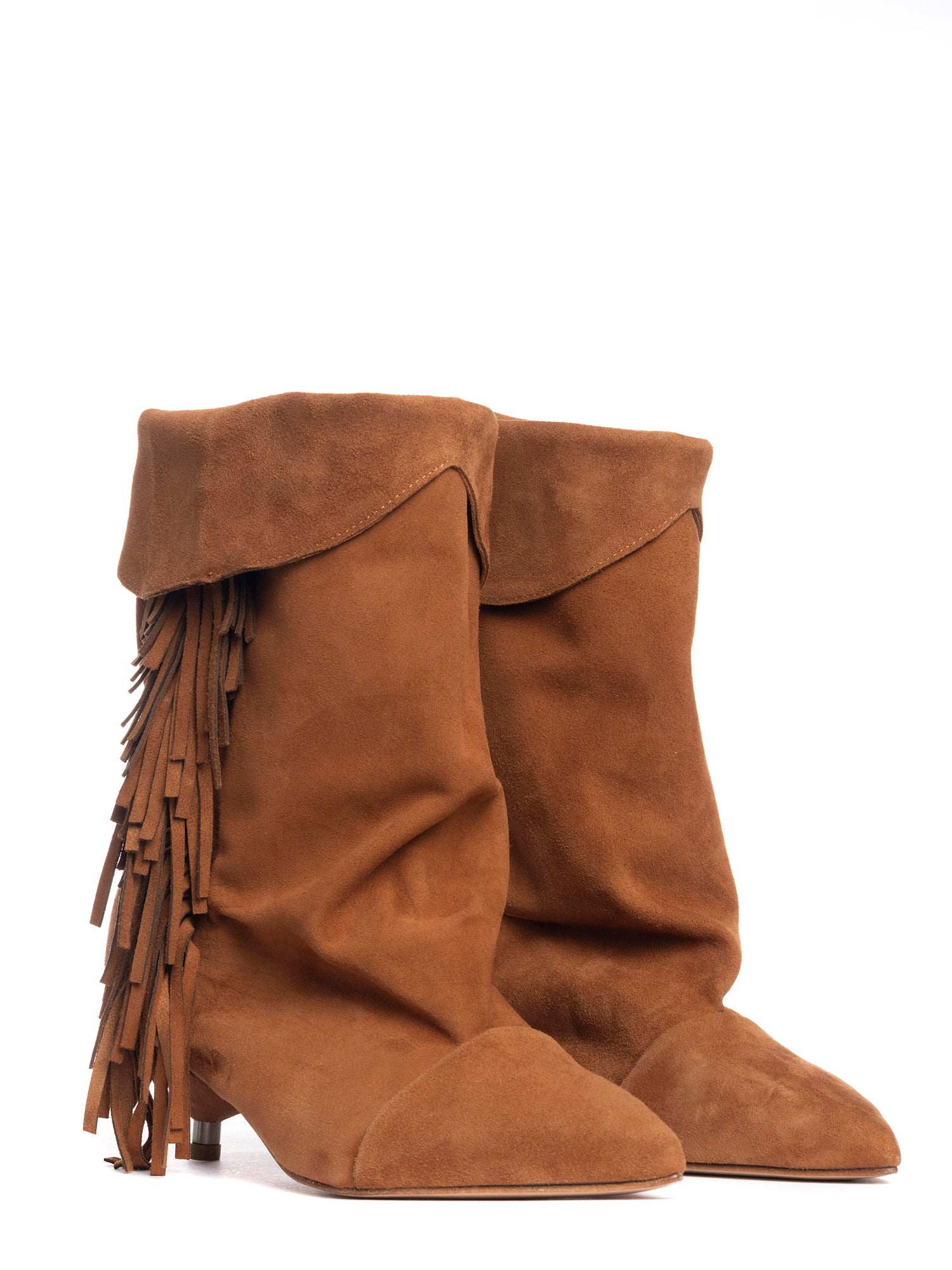 Ariana tronchetti con frange in camoscio cuoio