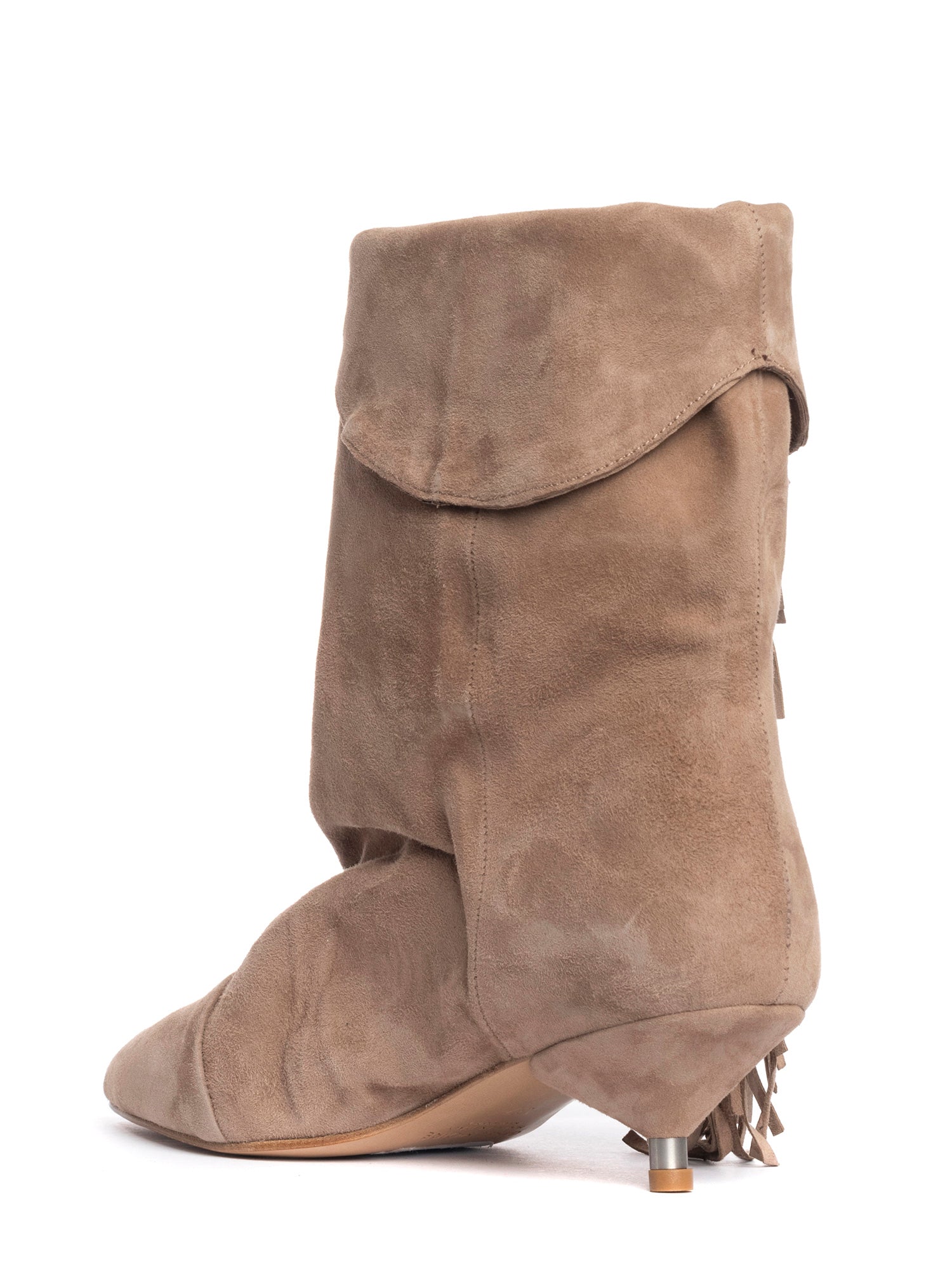 Ariana tronchetti con frange in camoscio rosa antico