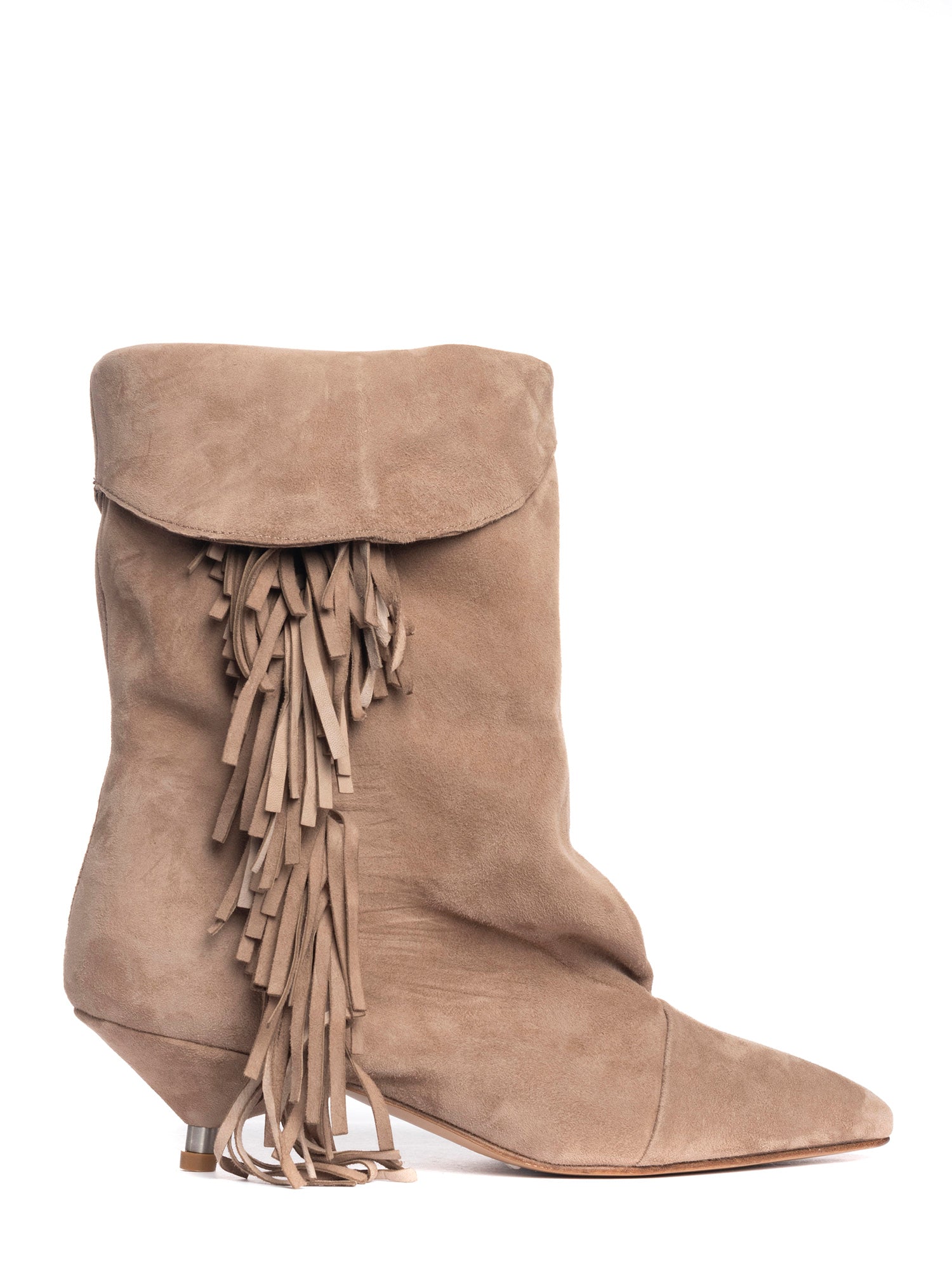 Ariana tronchetti con frange in camoscio rosa antico