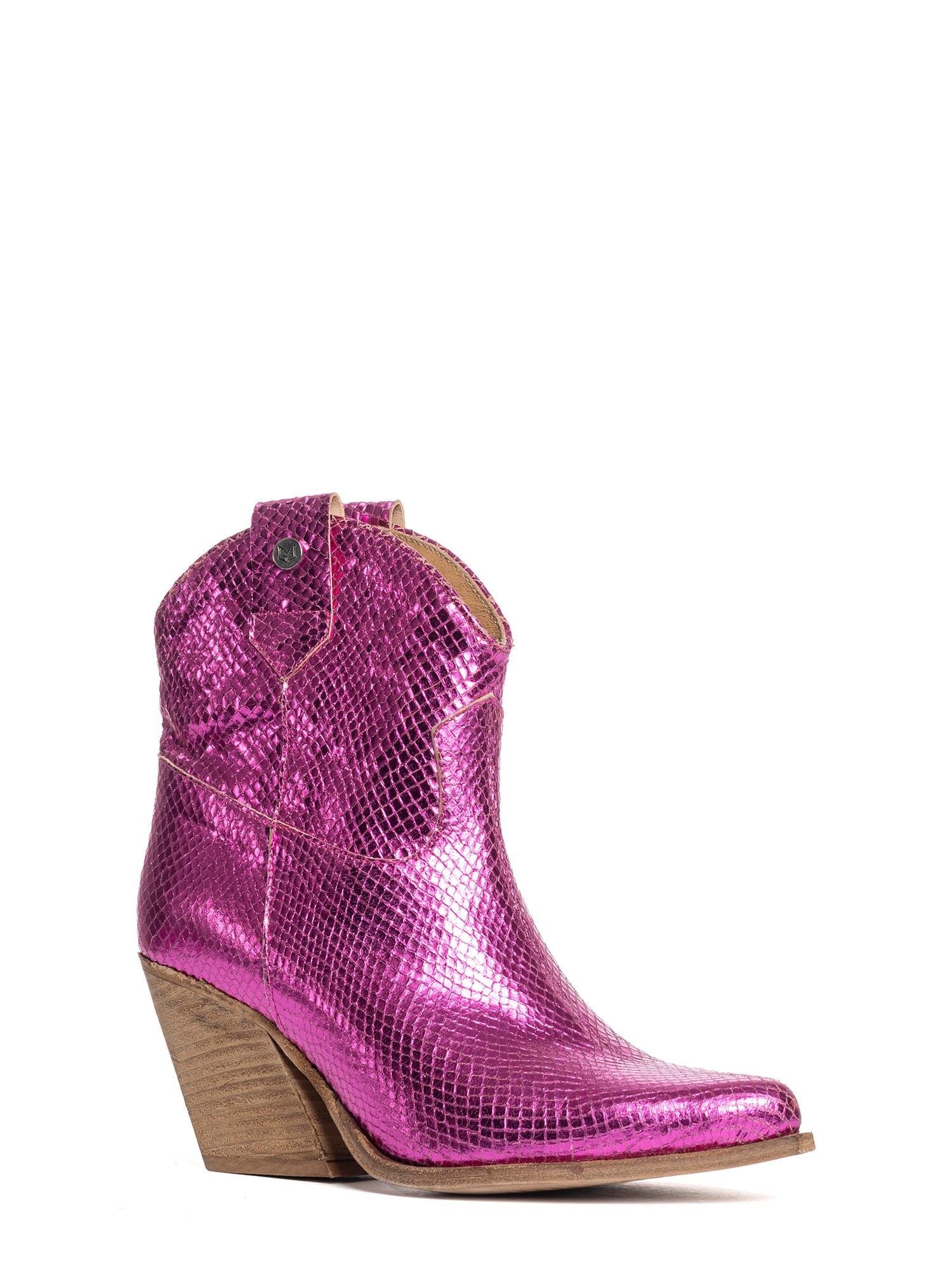 Ariel Tronchetti texani in laminato pitonato fucsia