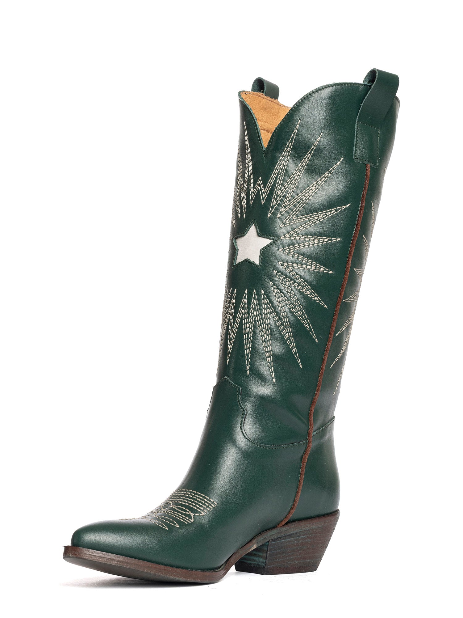 Belen Stivali texani in vitello verde