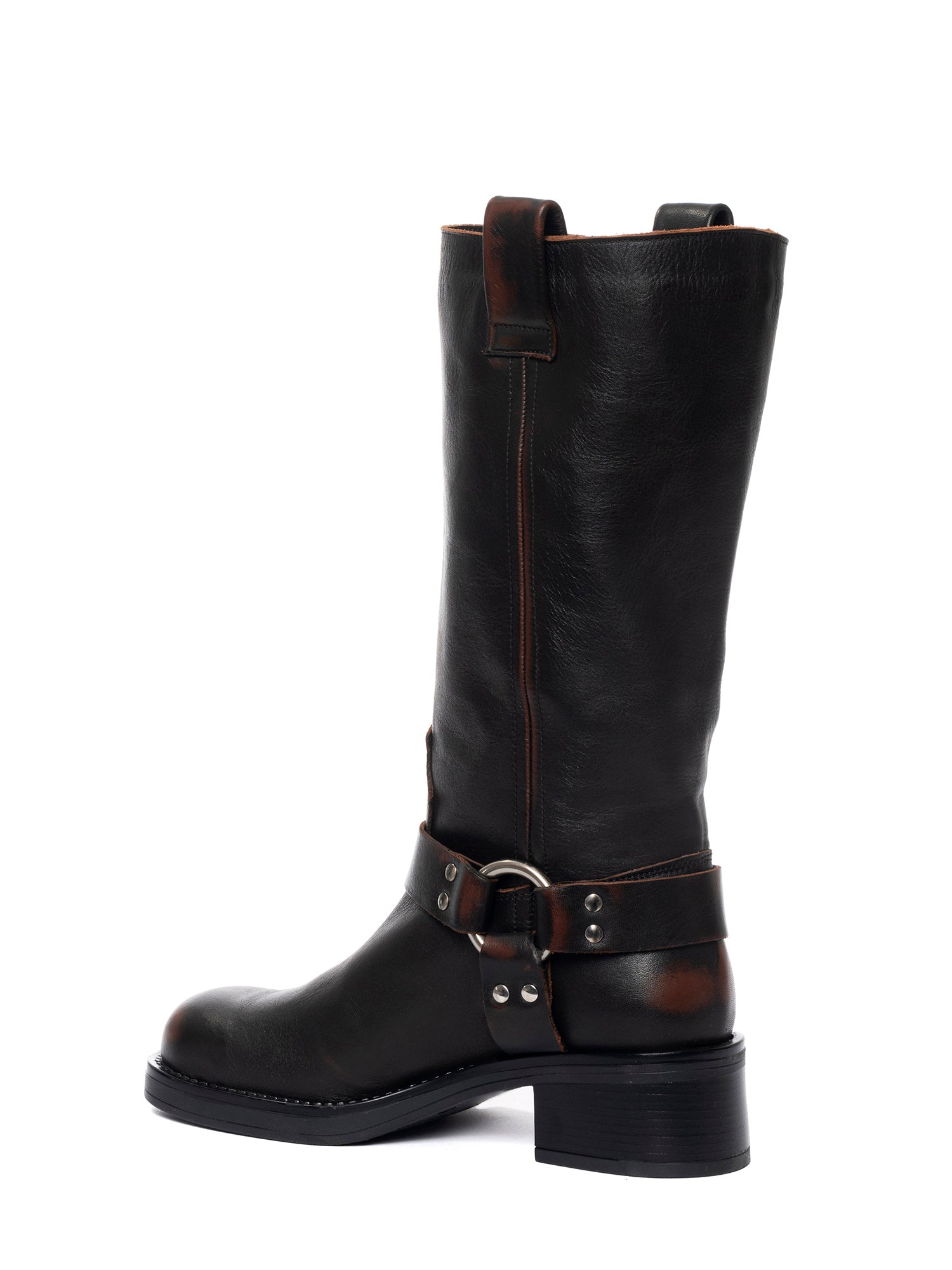Blackpool Biker in vitello asportato marrone con fibbia argento