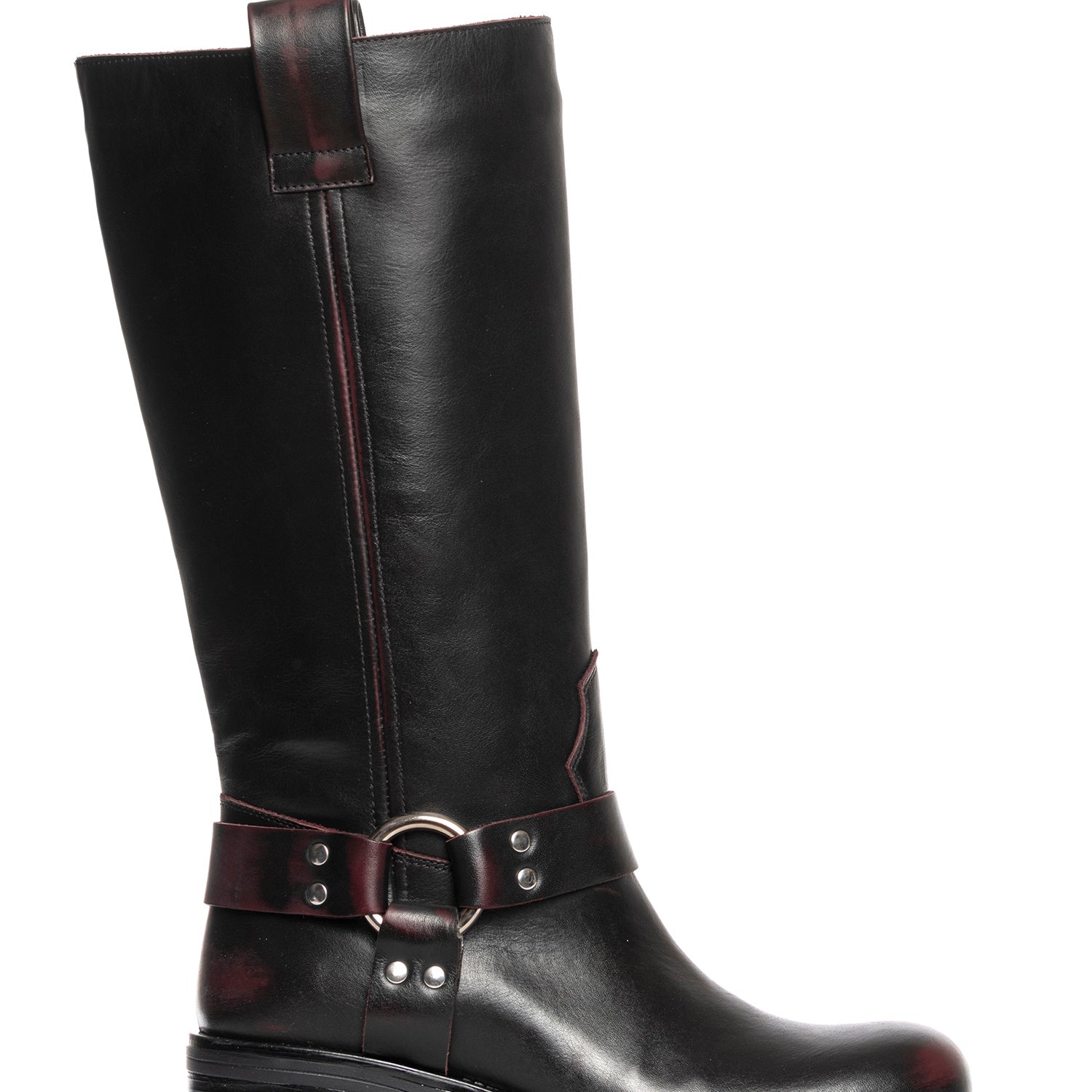 Blackpool Biker in vitello asportato bordeaux con fibbia argento