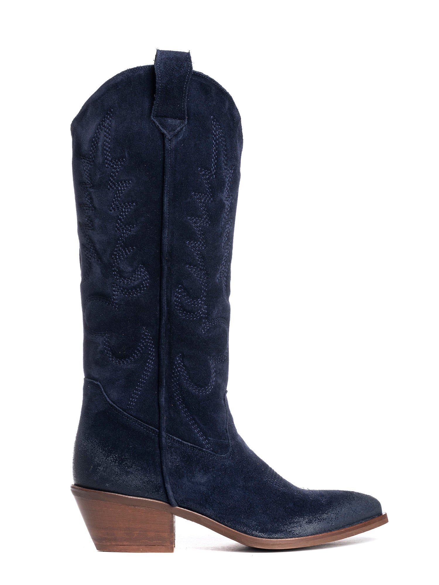 California Stivali texani in camoscio blu