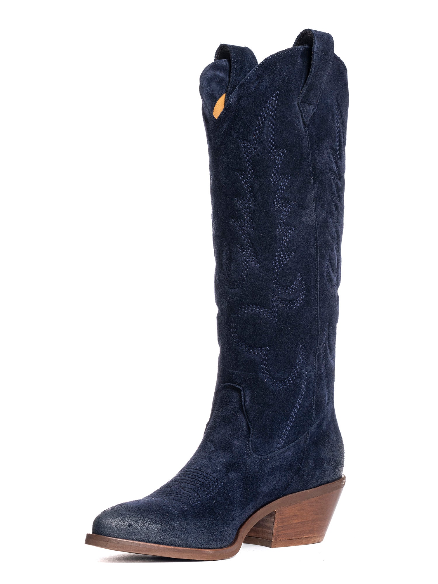 California Stivali texani in camoscio blu