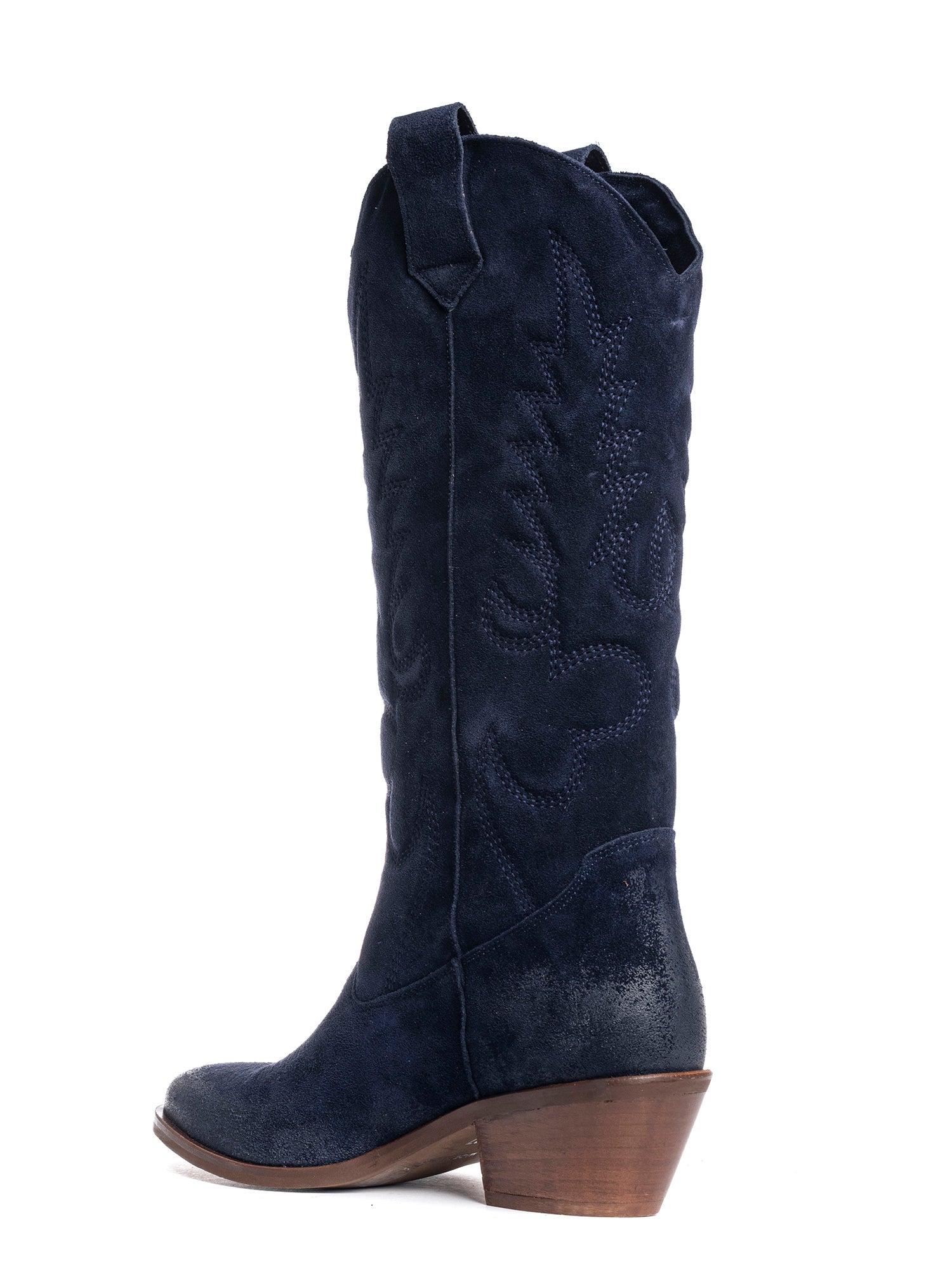 California Stivali texani in camoscio blu