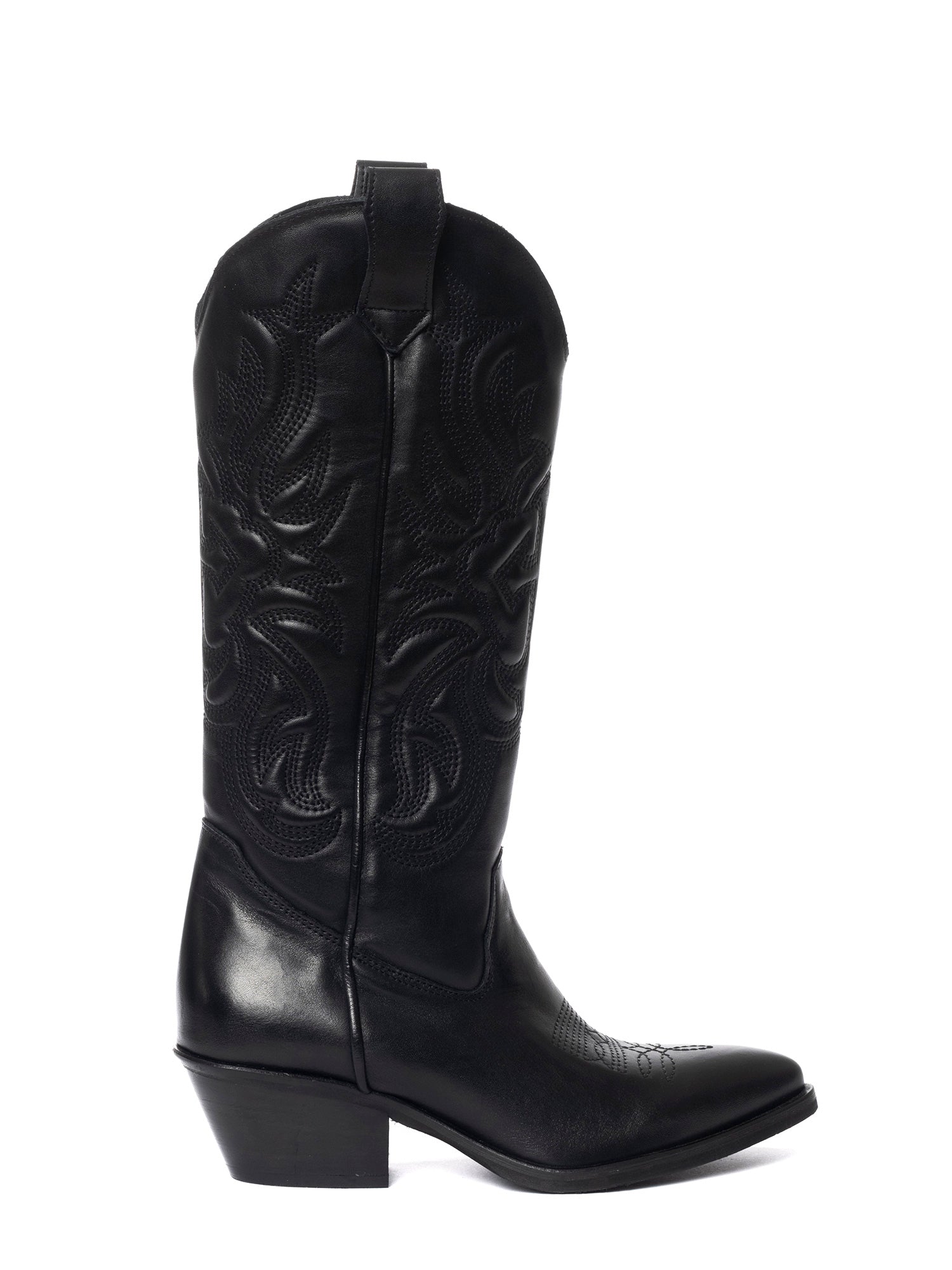 California Stivali texani in vitello nero