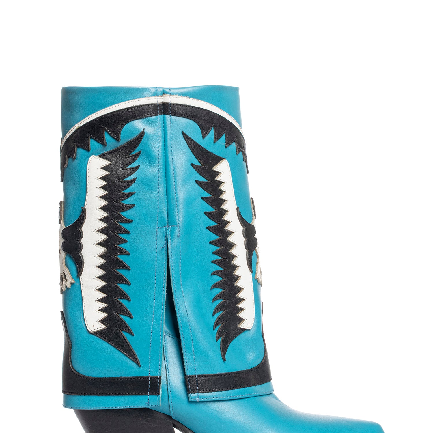 Cubana Stivali texani in vitello azzurro