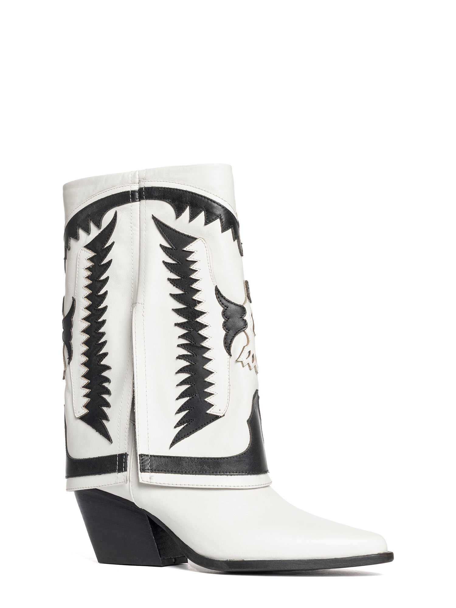 Cubana Stivali texani in vitello bianco