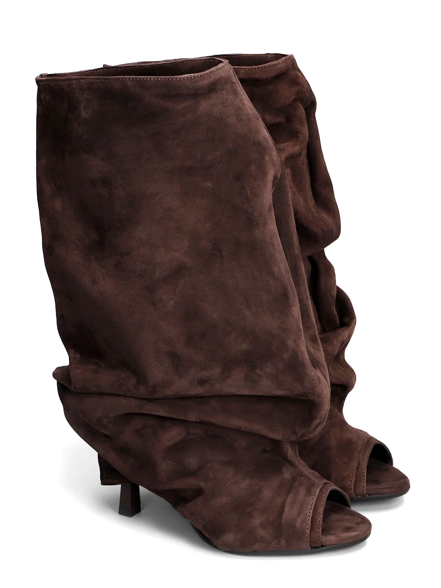 Bottines ouvertes Camy en daim marron foncé