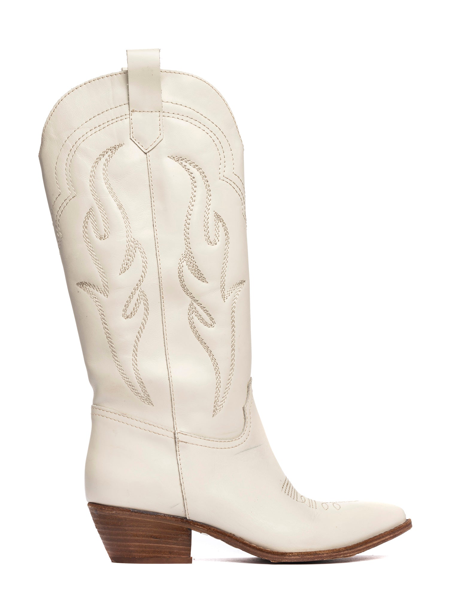 Dominga Stivali texani in vitello off white
