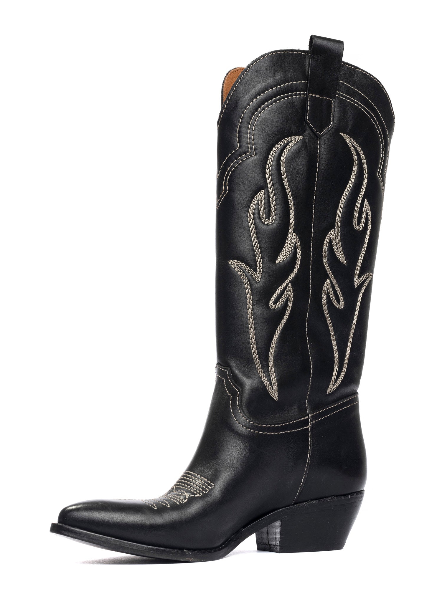 Dominga Stivali texani in vitello nero