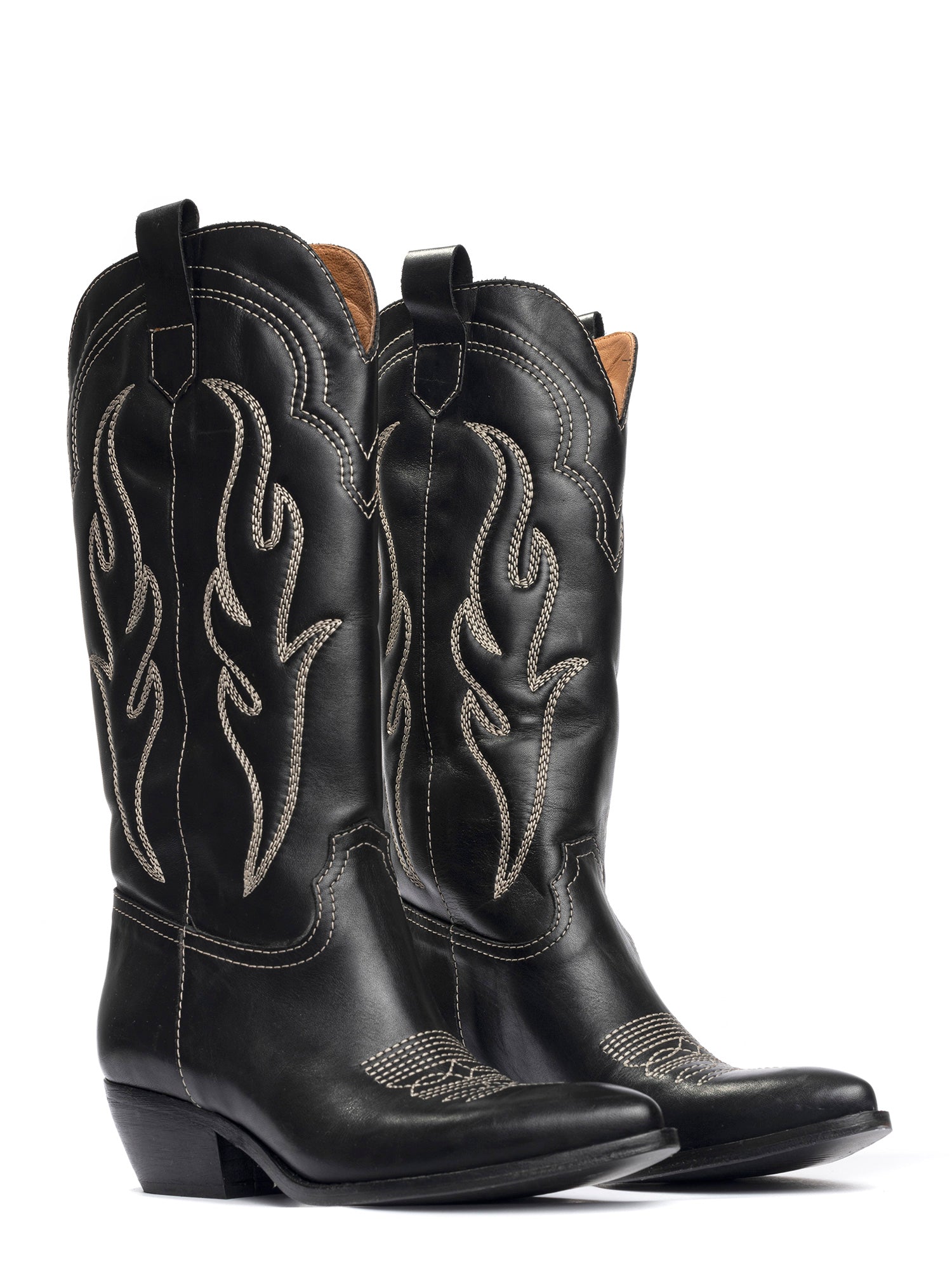 Dominga Stivali texani in vitello nero