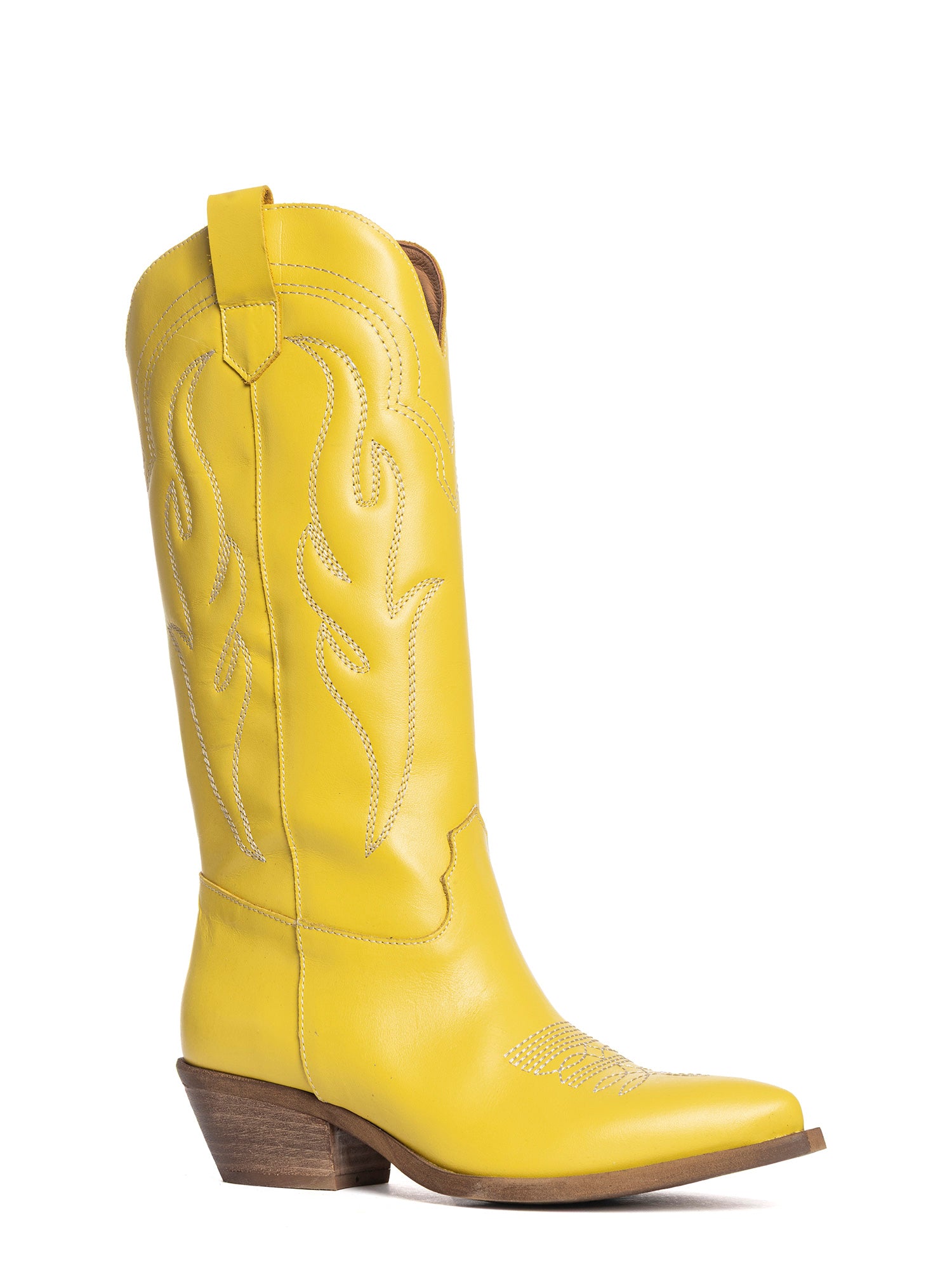 Dominga Stivali texani in vitello giallo