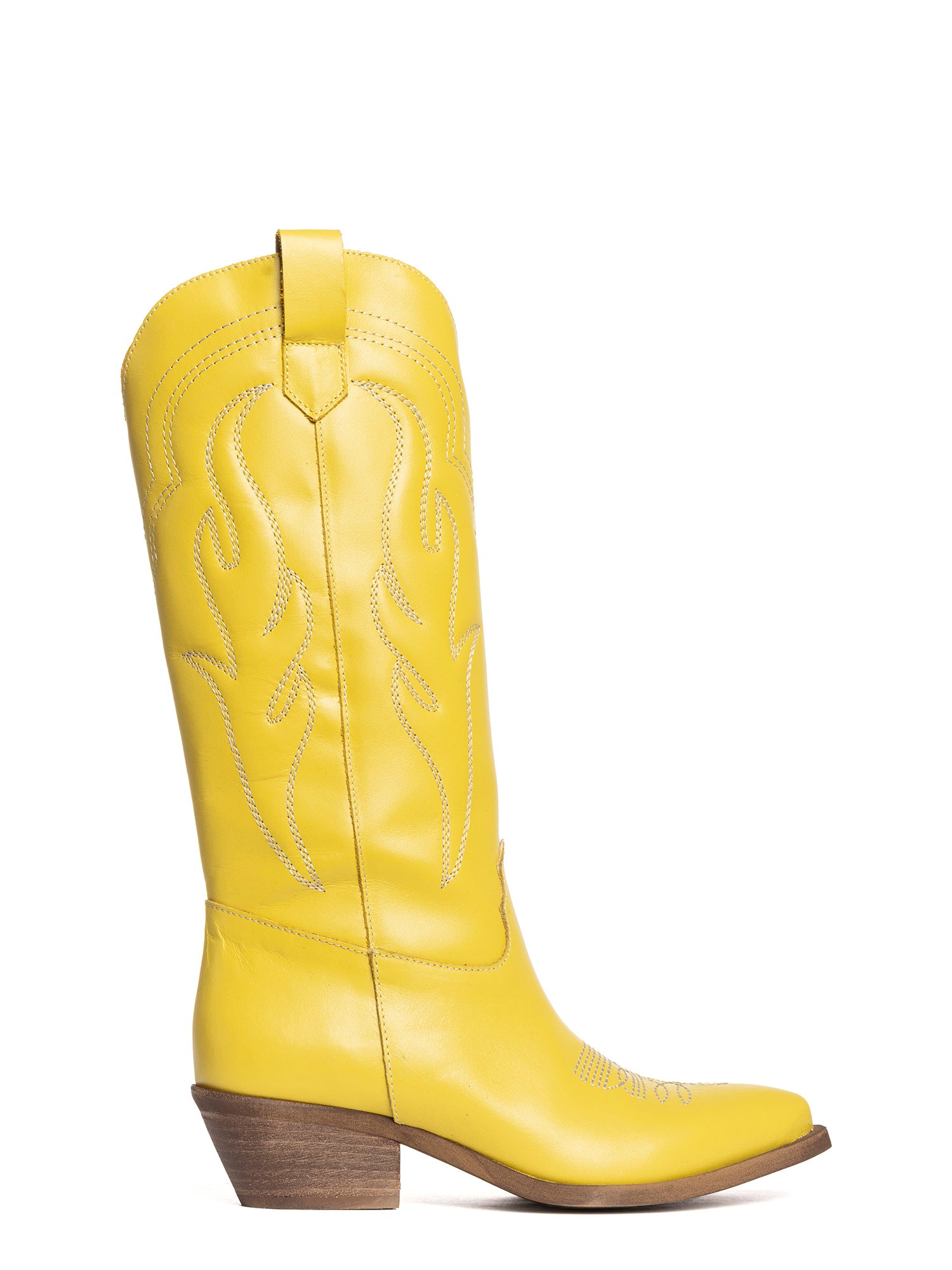 Dominga Stivali texani in vitello giallo