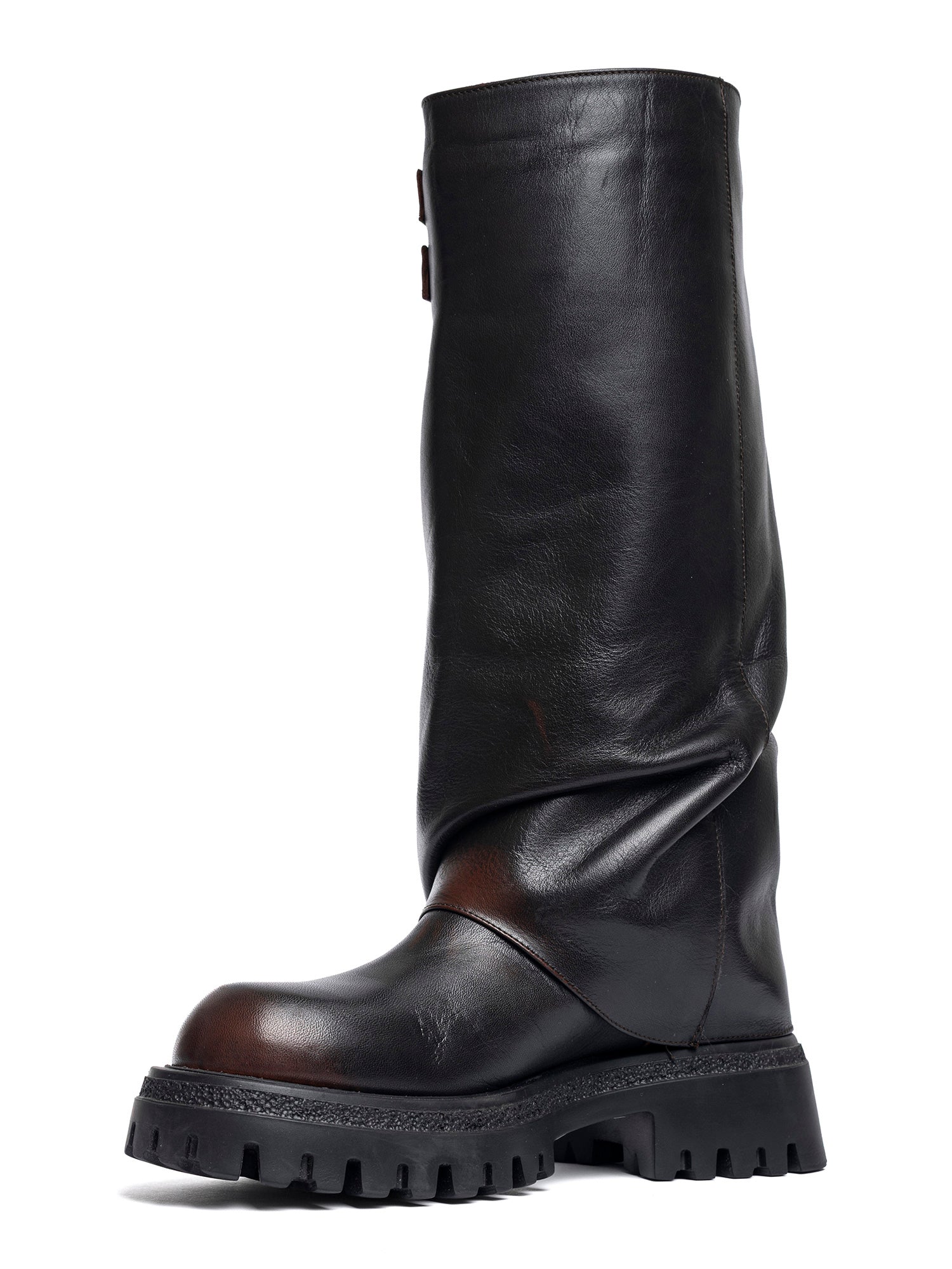 Gaya Biker in black sheepskin calfskin with turn-up