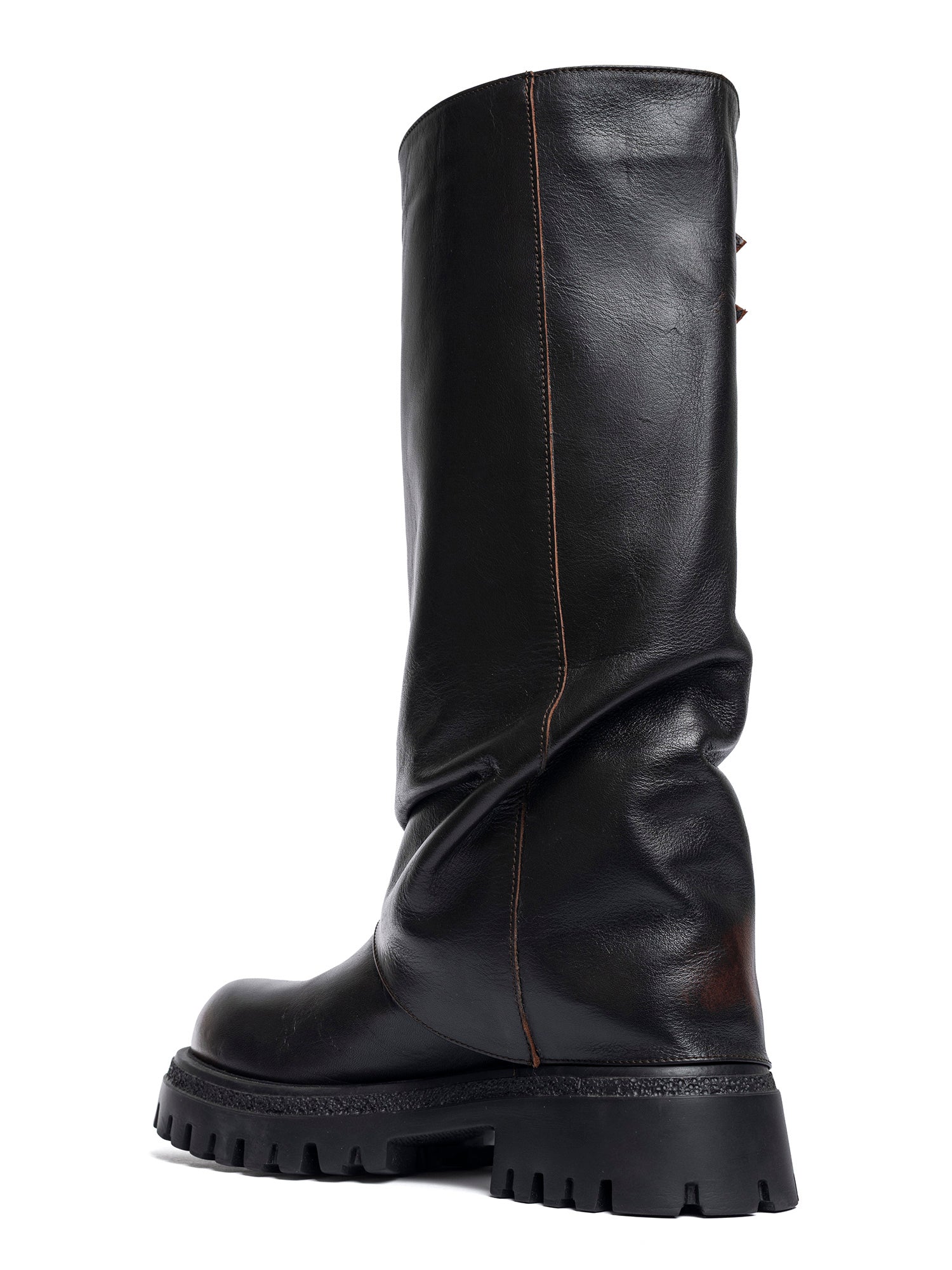 Gaya Biker in black sheepskin calfskin with turn-up