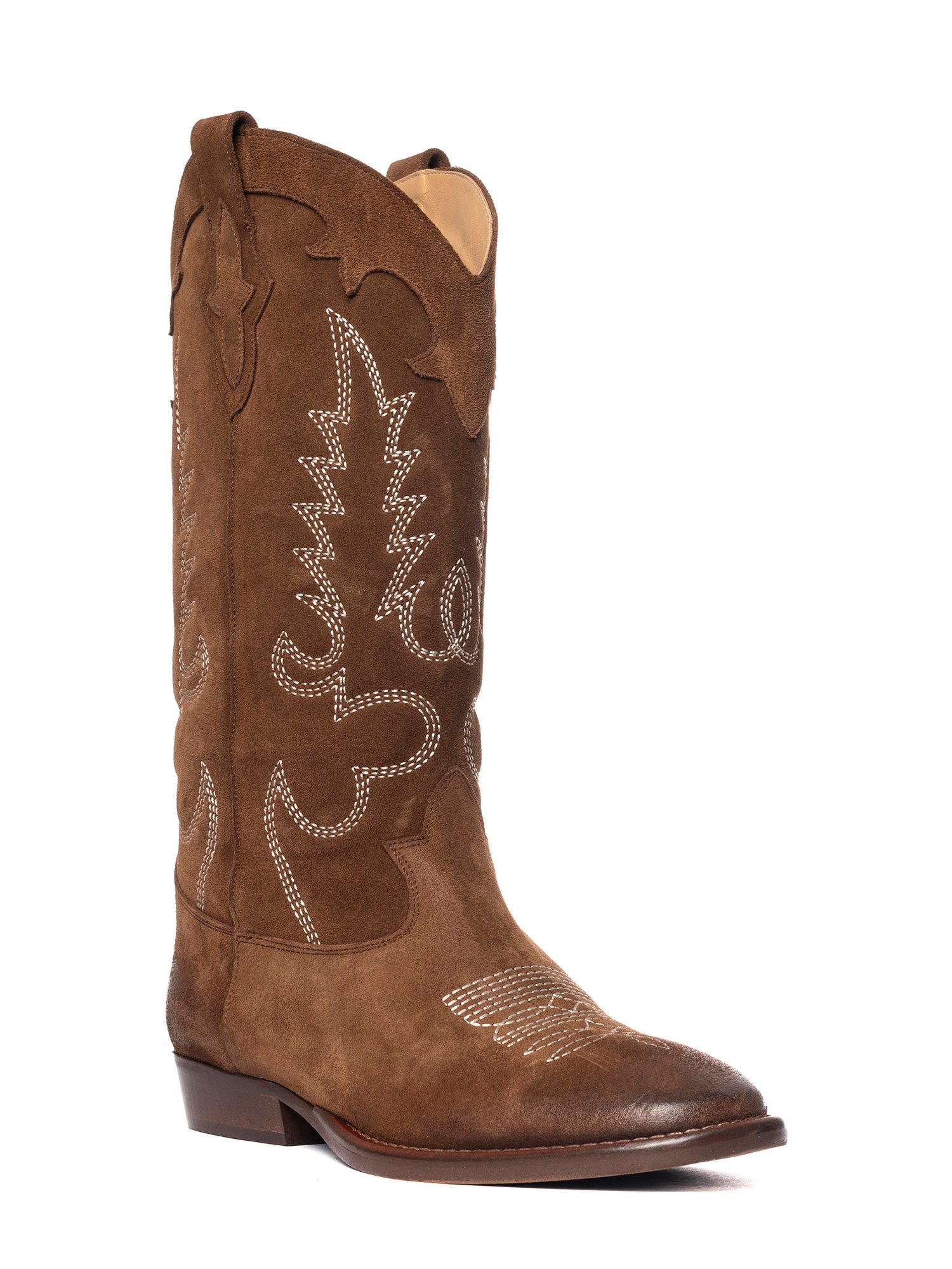 Guatemala Stivali texani in camoscio tabacco