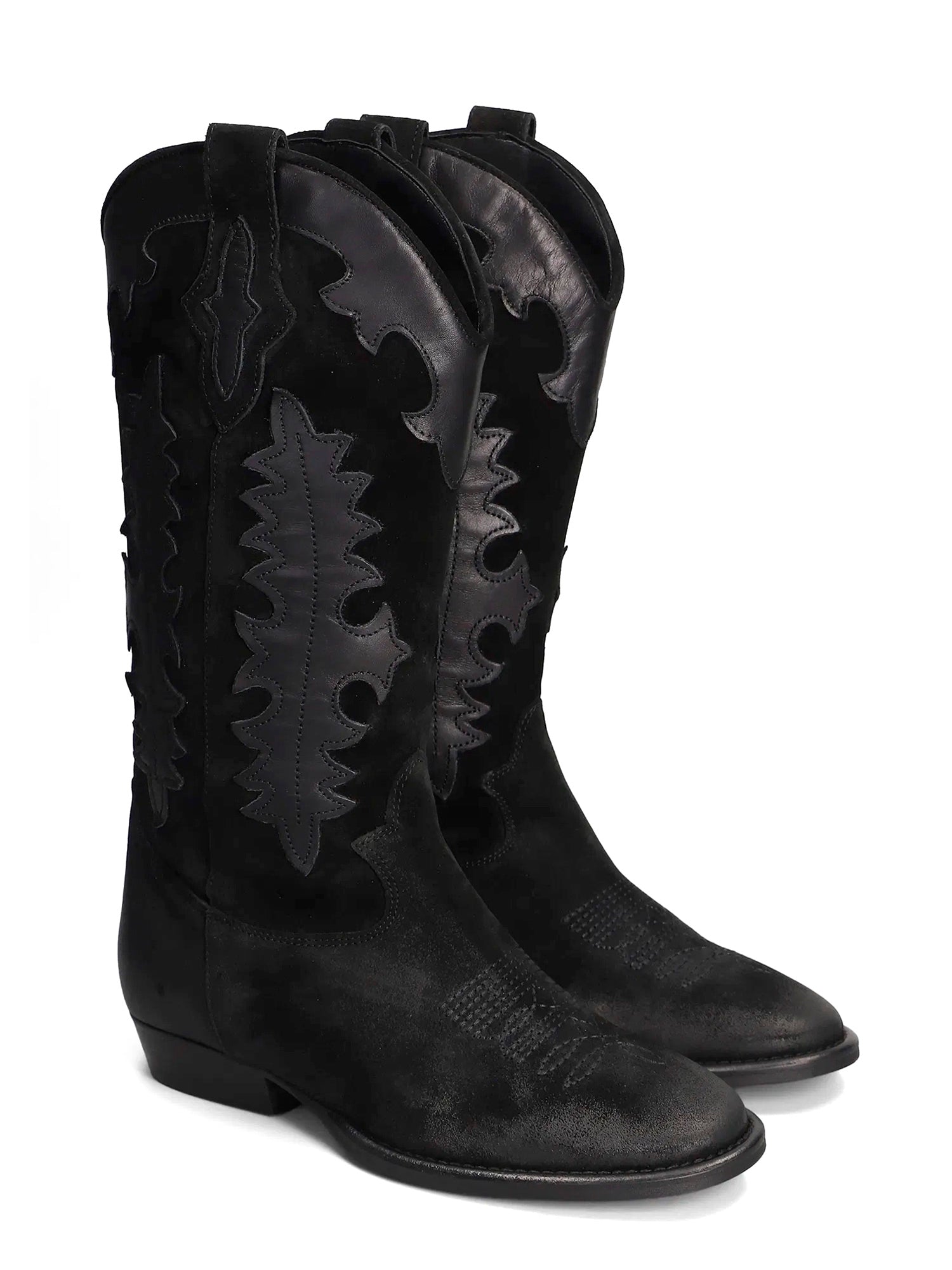 Kansas Stivali texani in camoscio nero