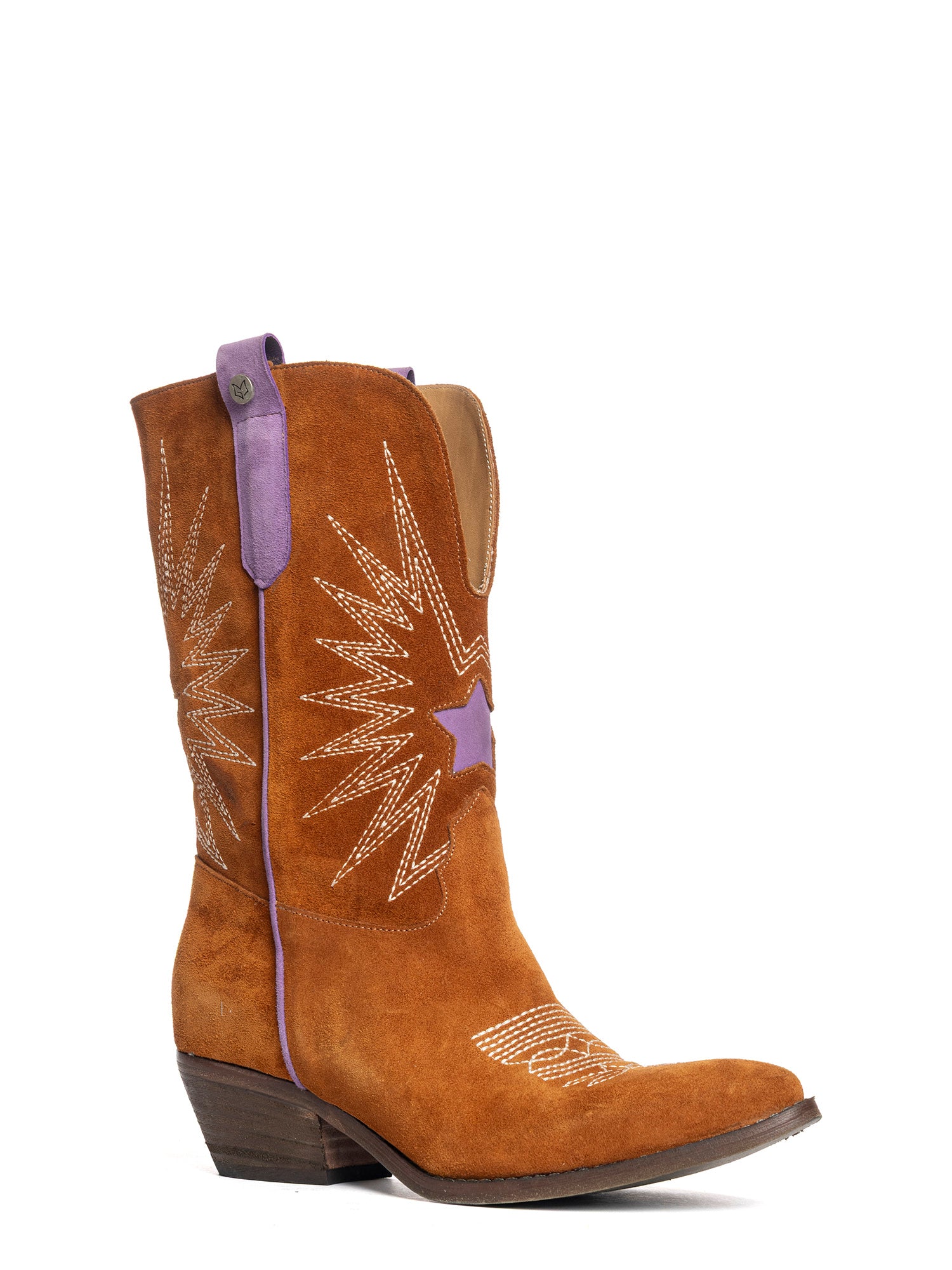 Katya Stivali texani in camoscio cuoio