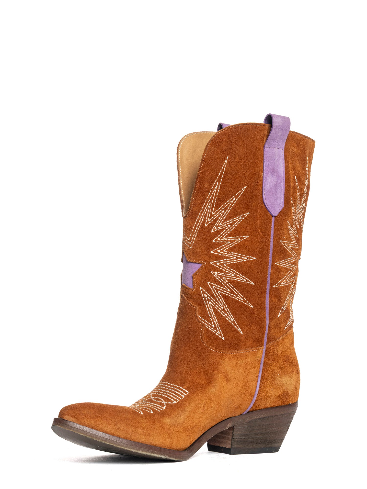 Katya Stivali texani in camoscio cuoio