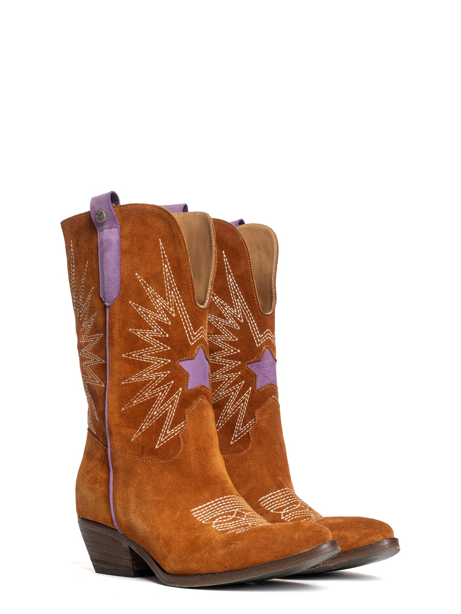 Katya Stivali texani in camoscio cuoio