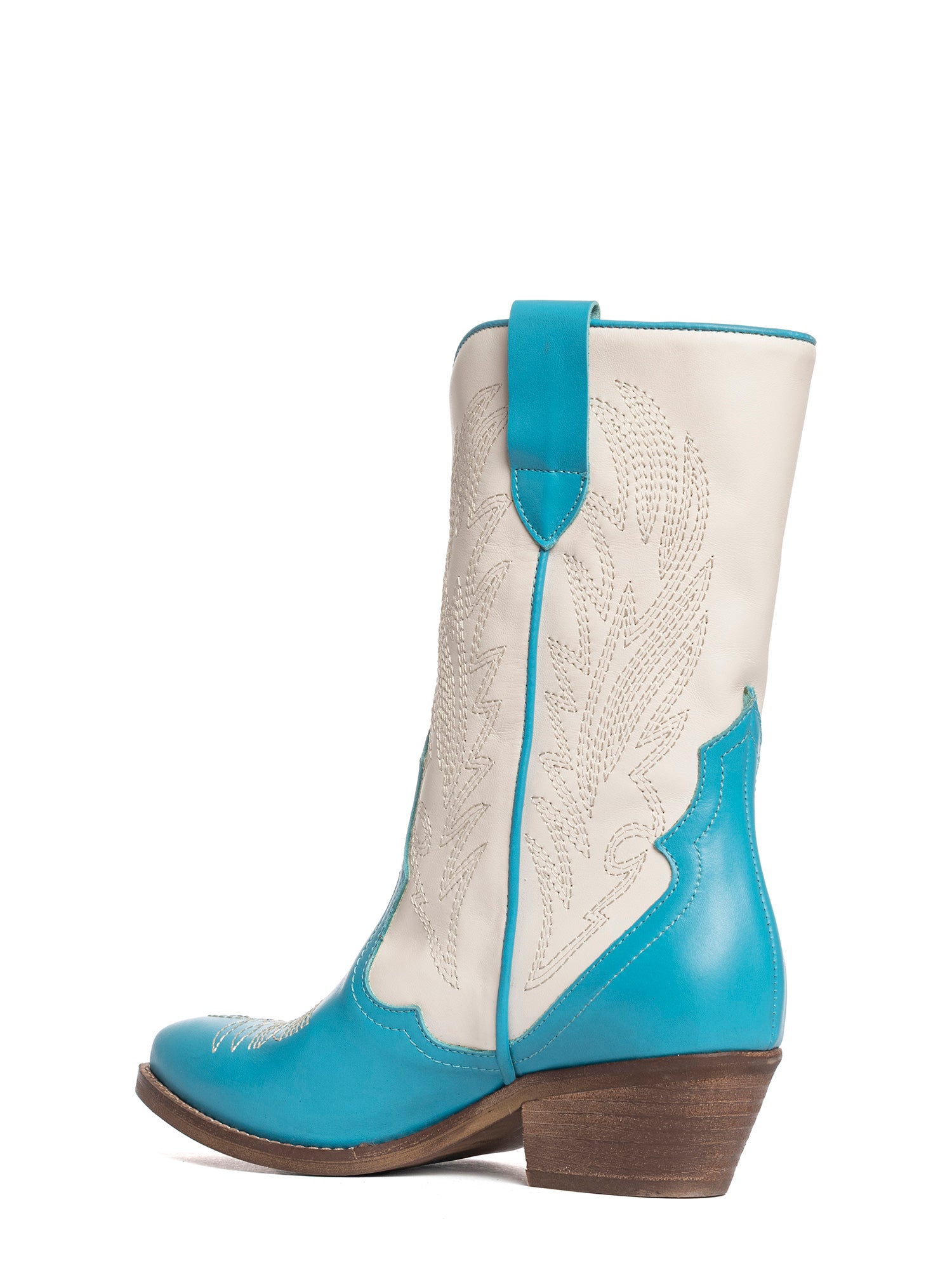Lima Stivali texani in vitello azzurro e off-white