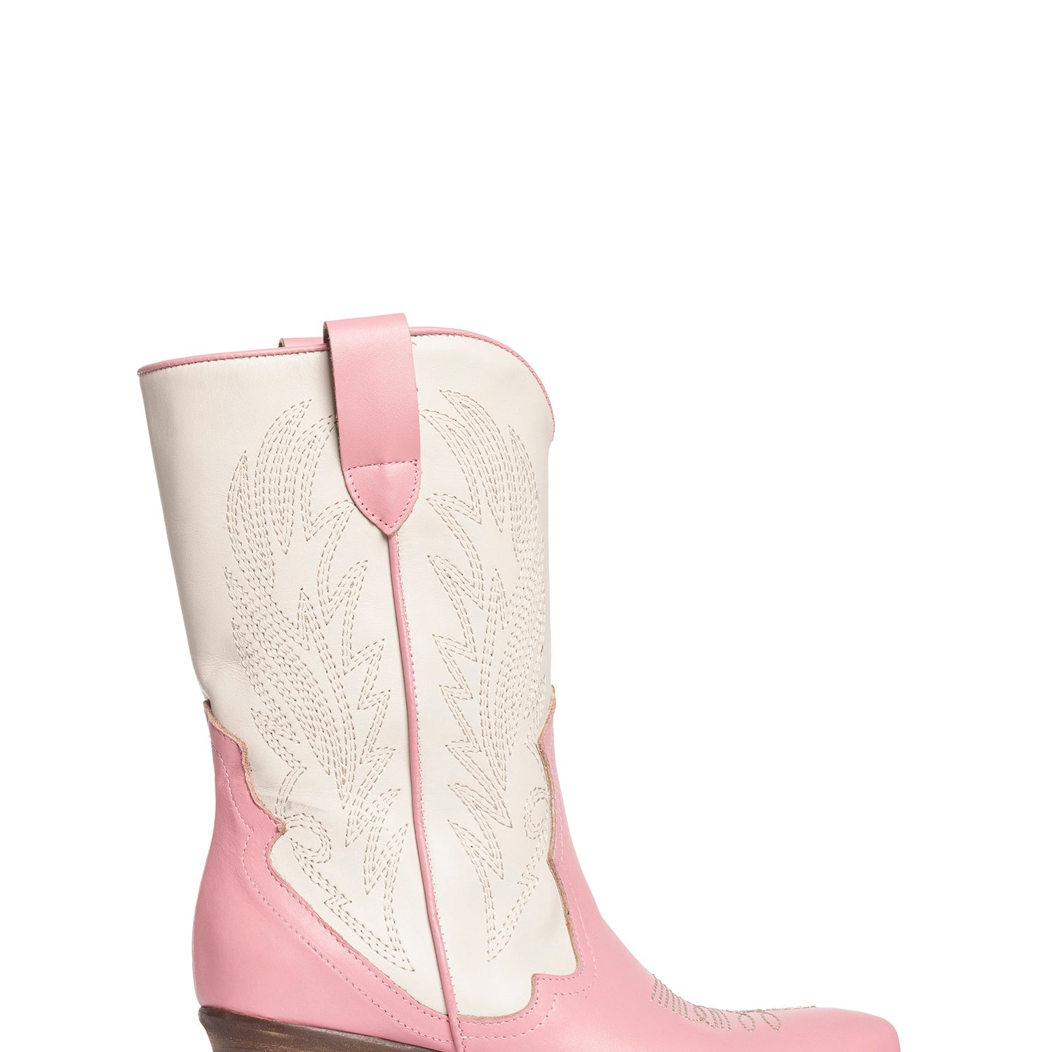 Lima Stivali texani in vitello rosa e off-white
