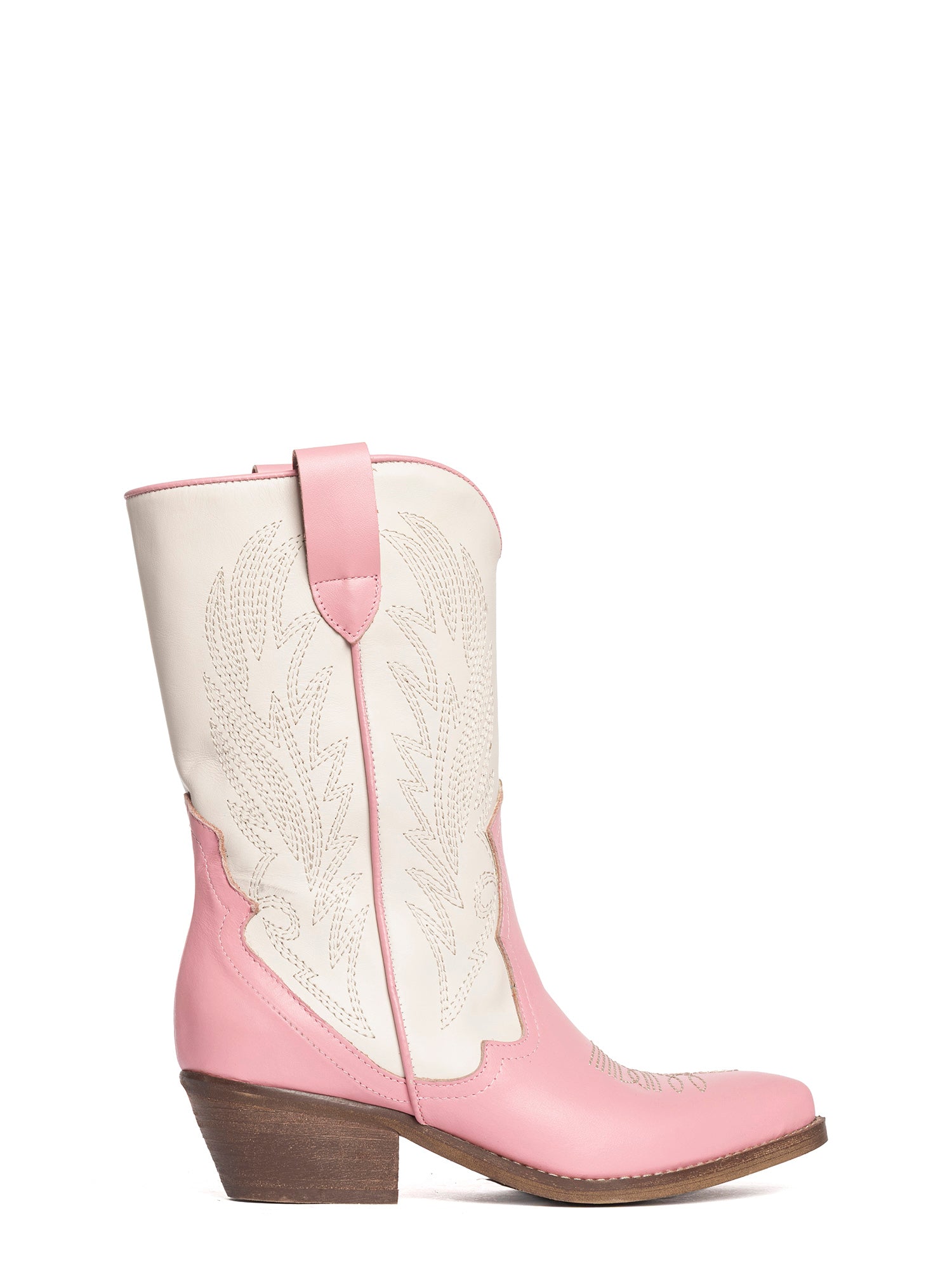 Lima Stivali texani in vitello rosa e off-white
