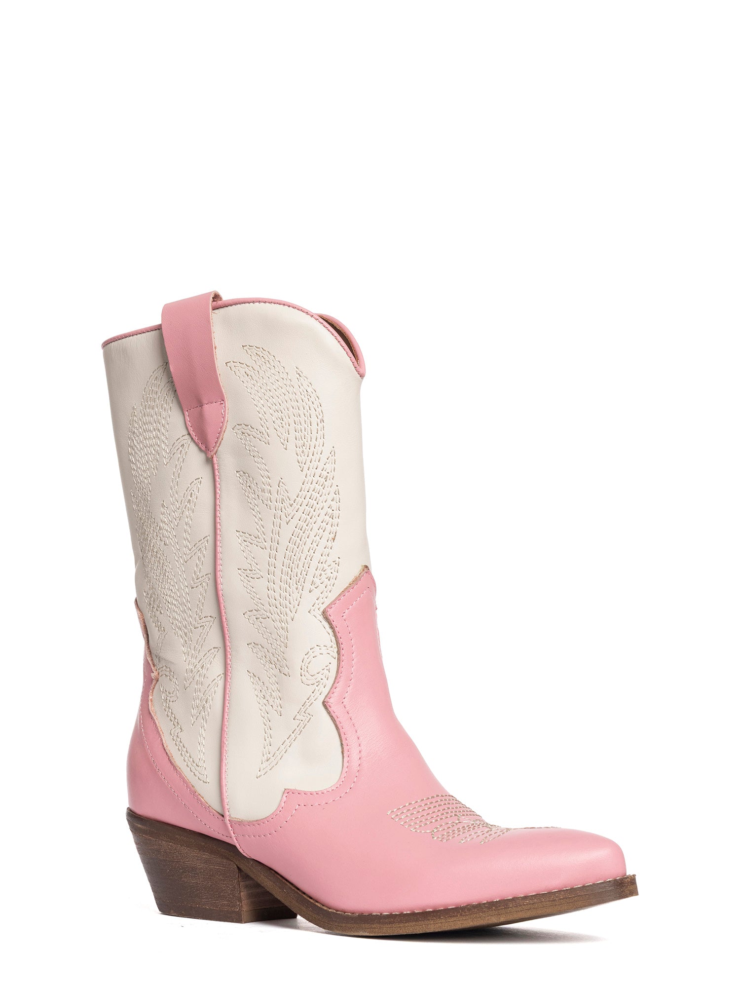 Lima Stivali texani in vitello rosa e off-white