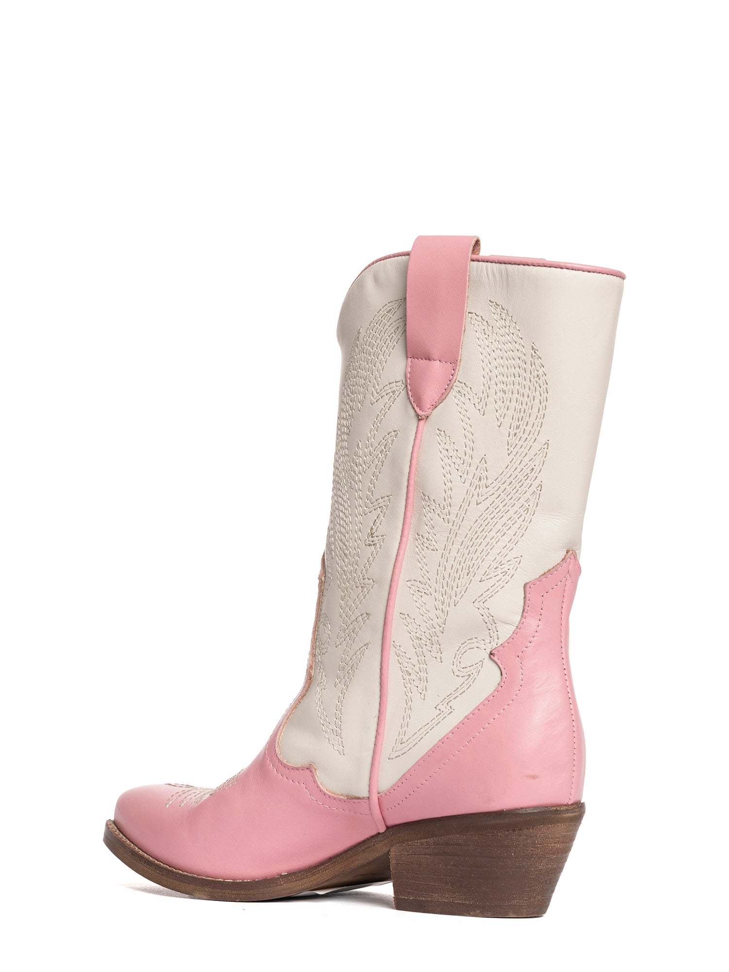 Lima Stivali texani in vitello rosa e off-white