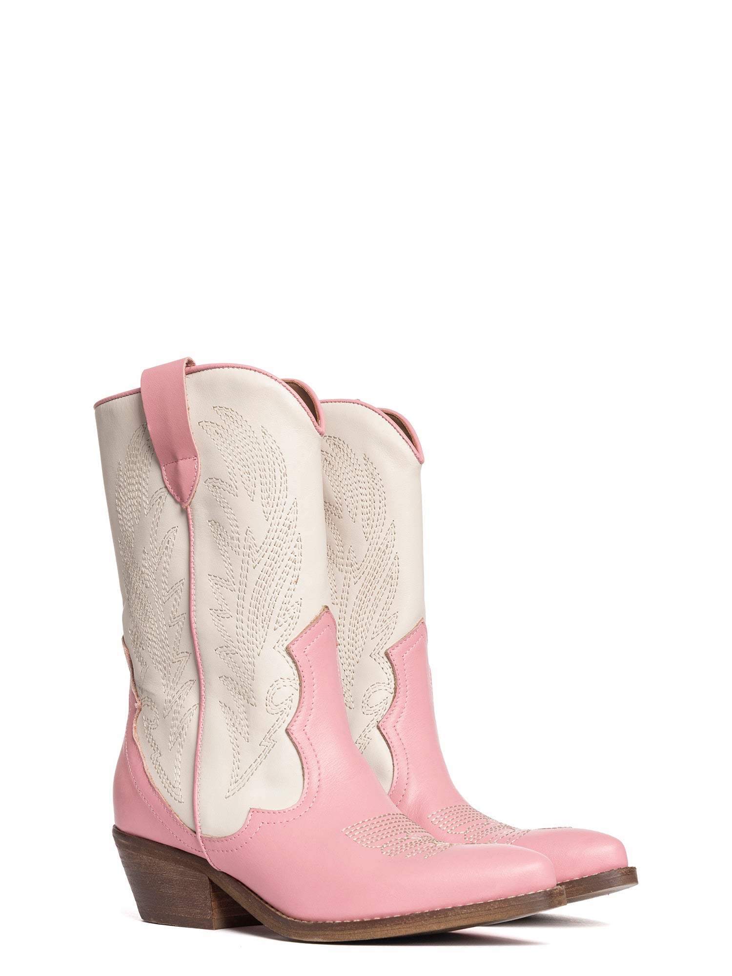 Lima Stivali texani in vitello rosa e off-white