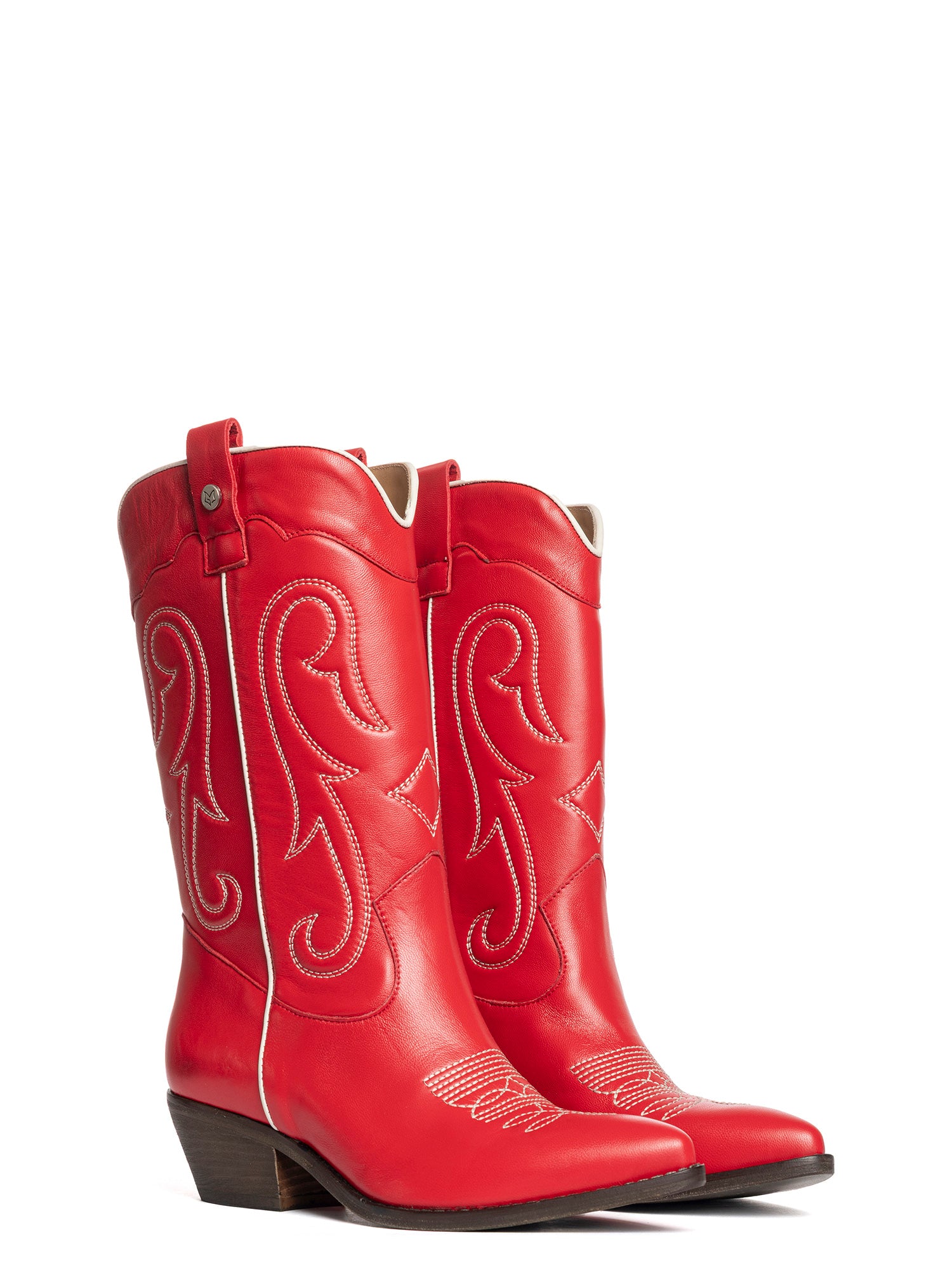 Megan Stivali texani in vitello rosso