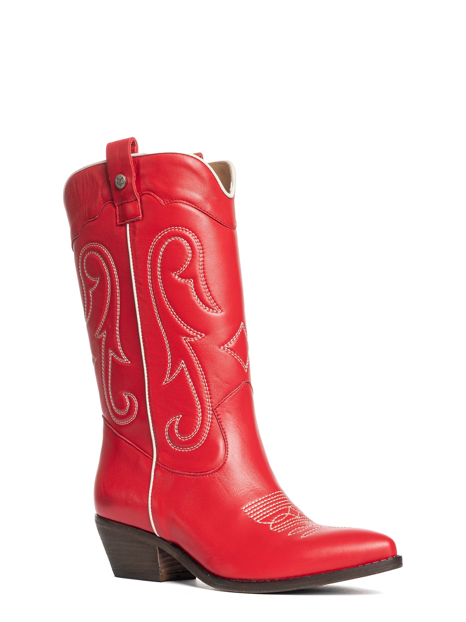 Megan Stivali texani in vitello rosso