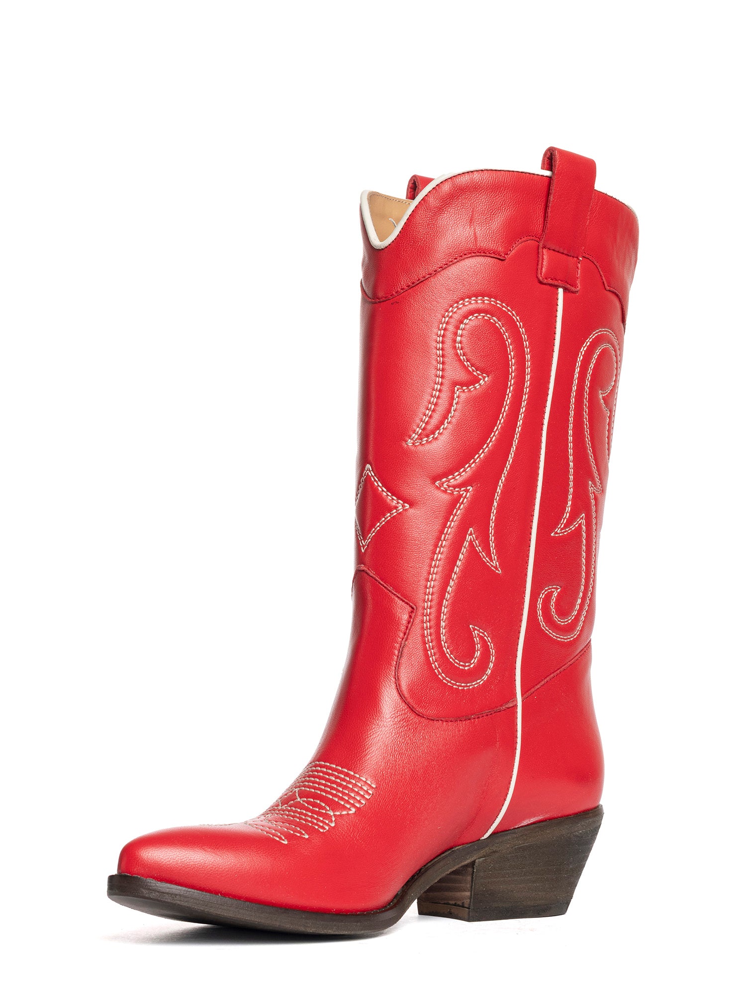 Megan Stivali texani in vitello rosso