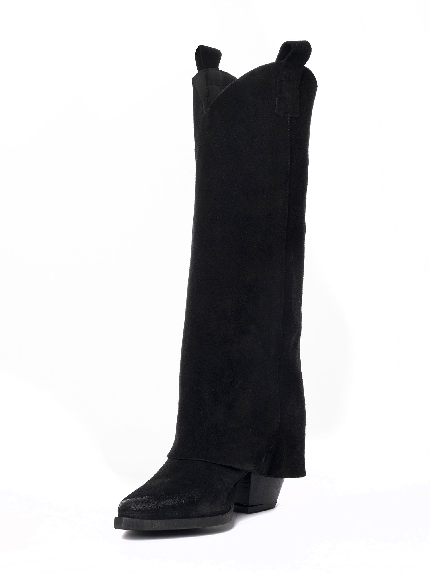 Natasha Stivali texani in camoscio nero
