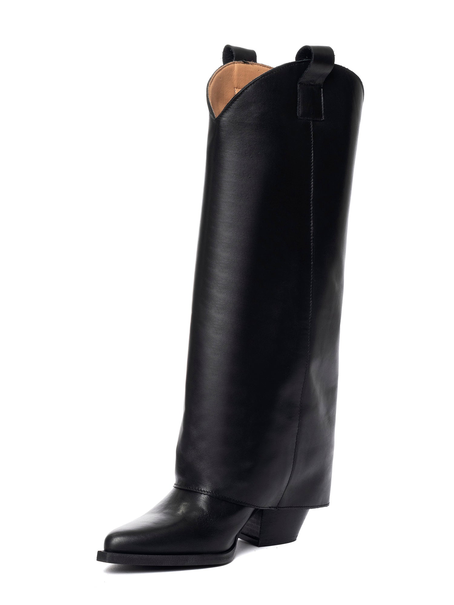 Natasha Stivali texani in vitello nero