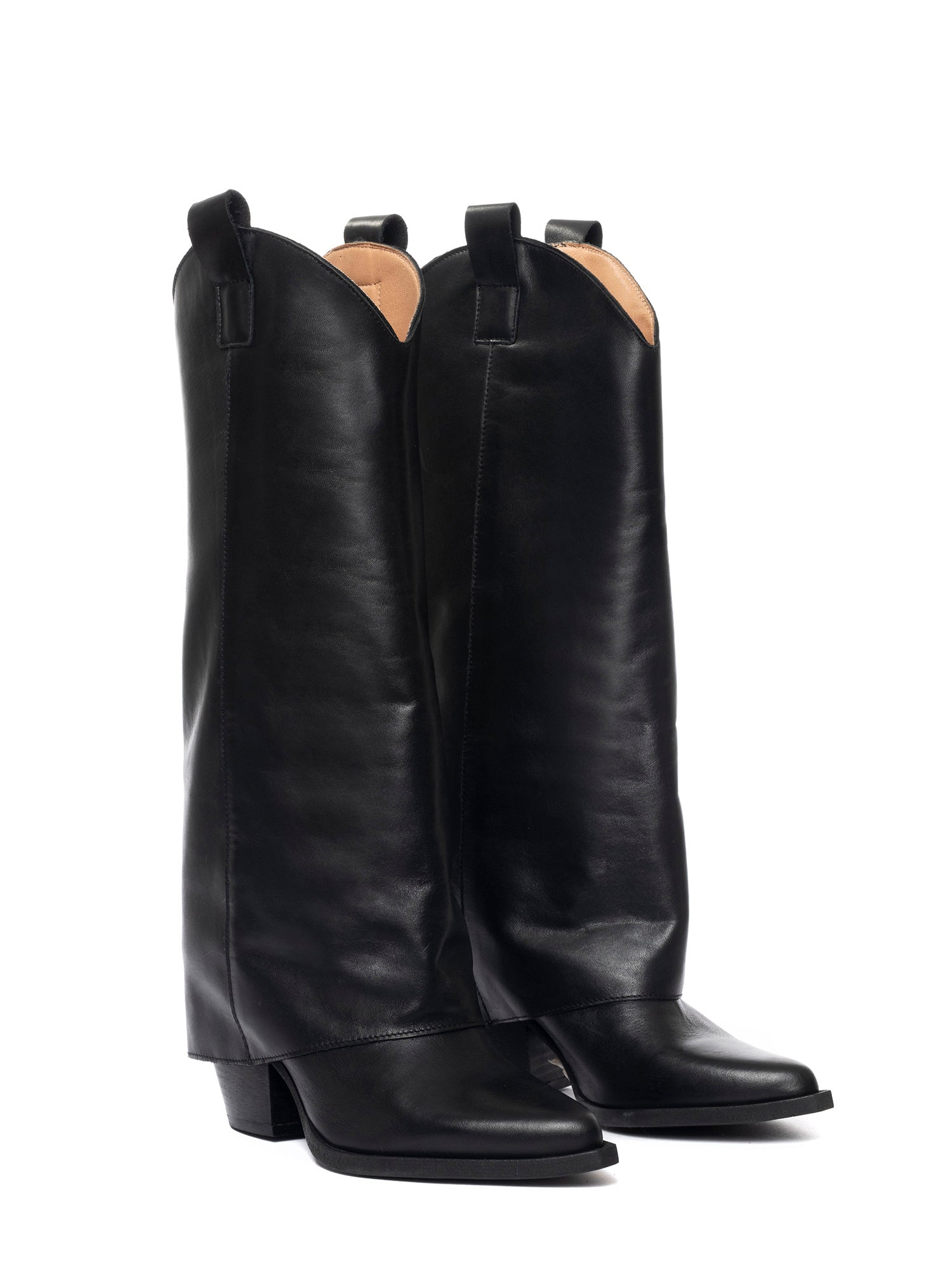 Natasha Stivali texani in vitello nero