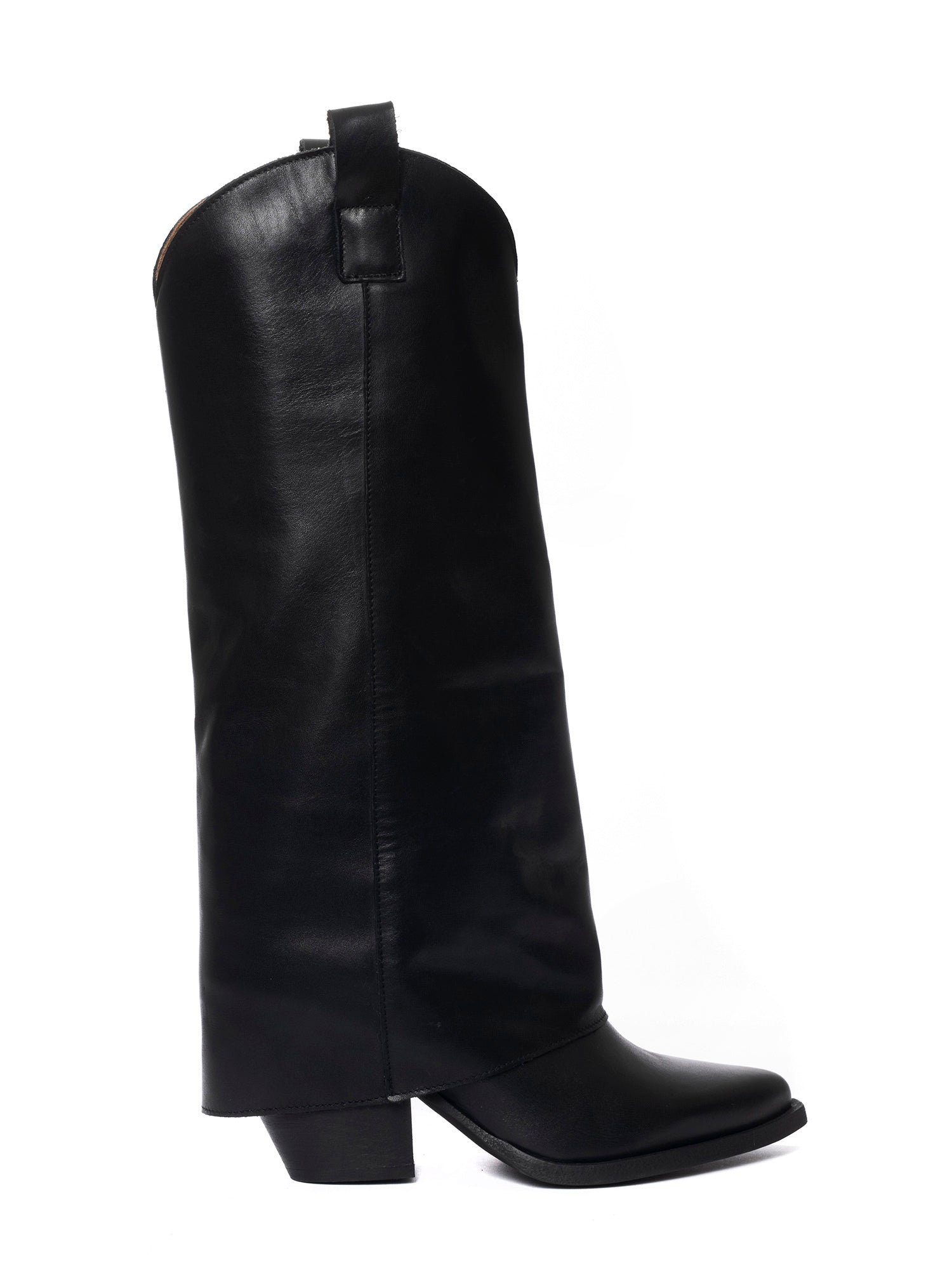 Natasha Stivali texani in vitello nero