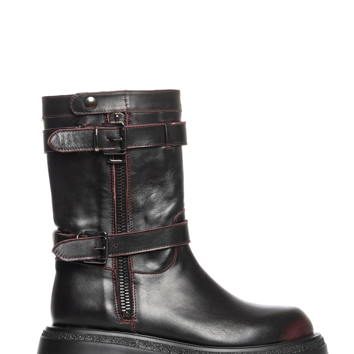 Norway Biker in burgundy removed calfskin