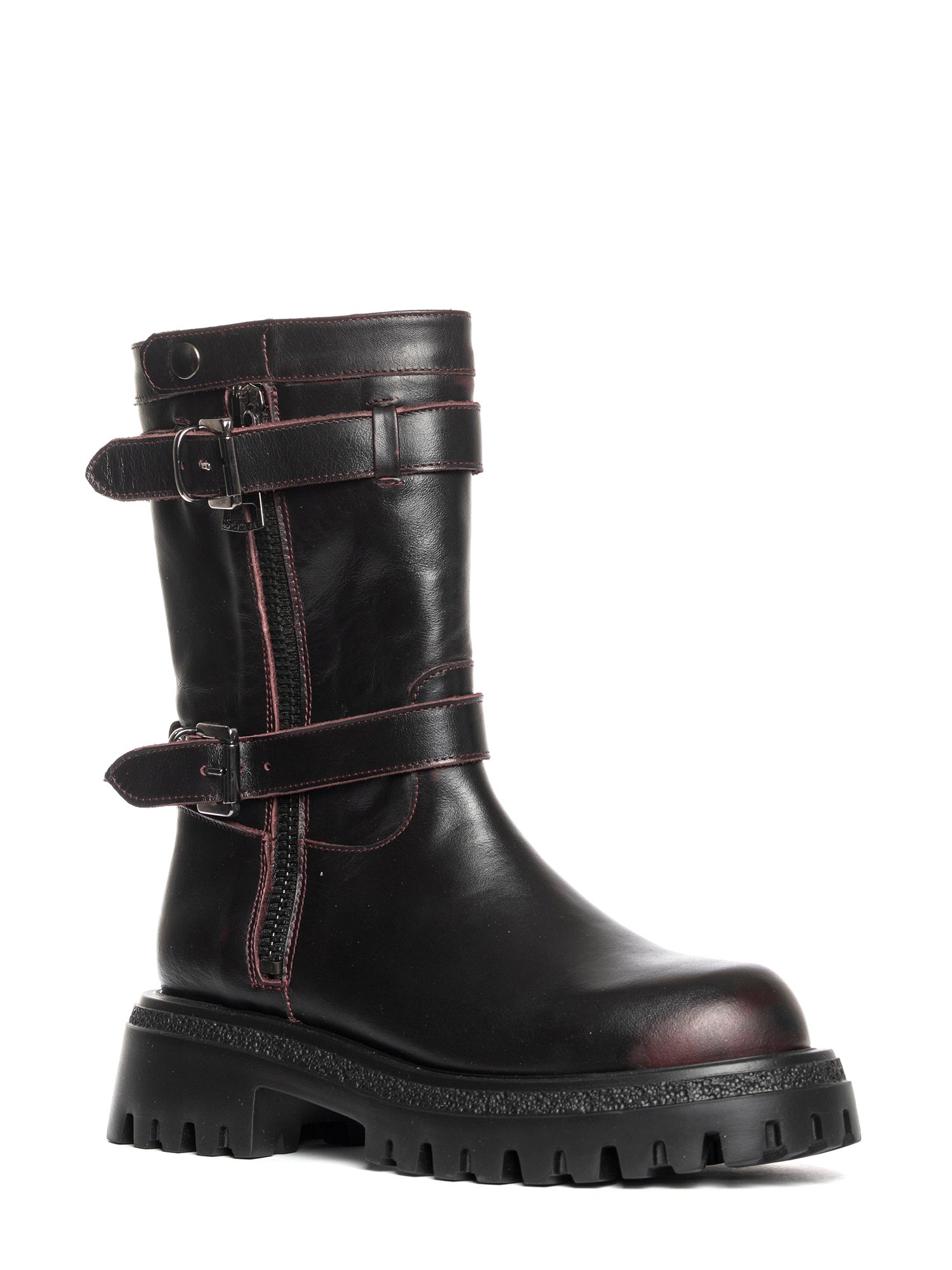 Norway Biker in burgundy removed calfskin