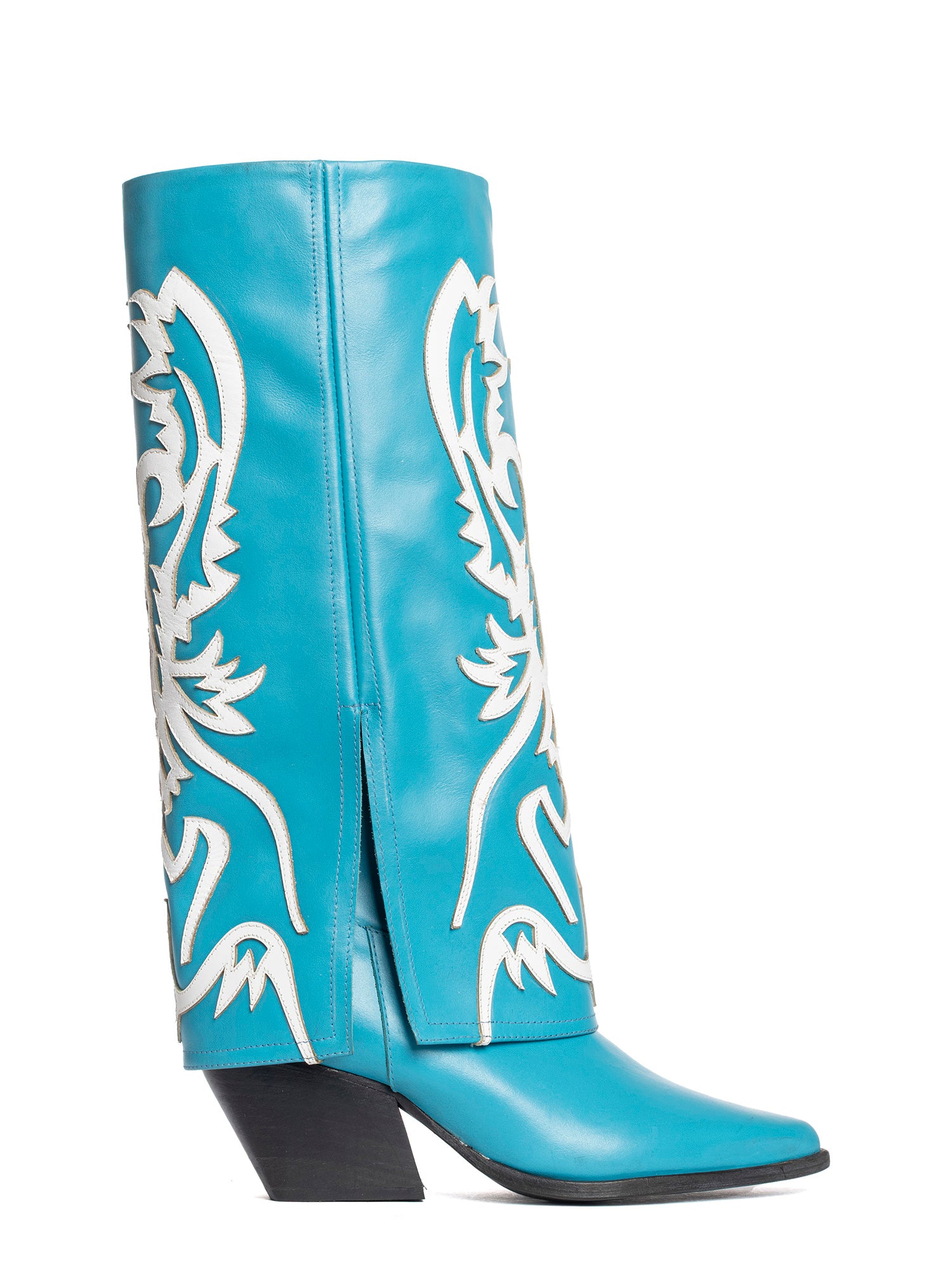 Santiago Stivali texani in vitello azzurro