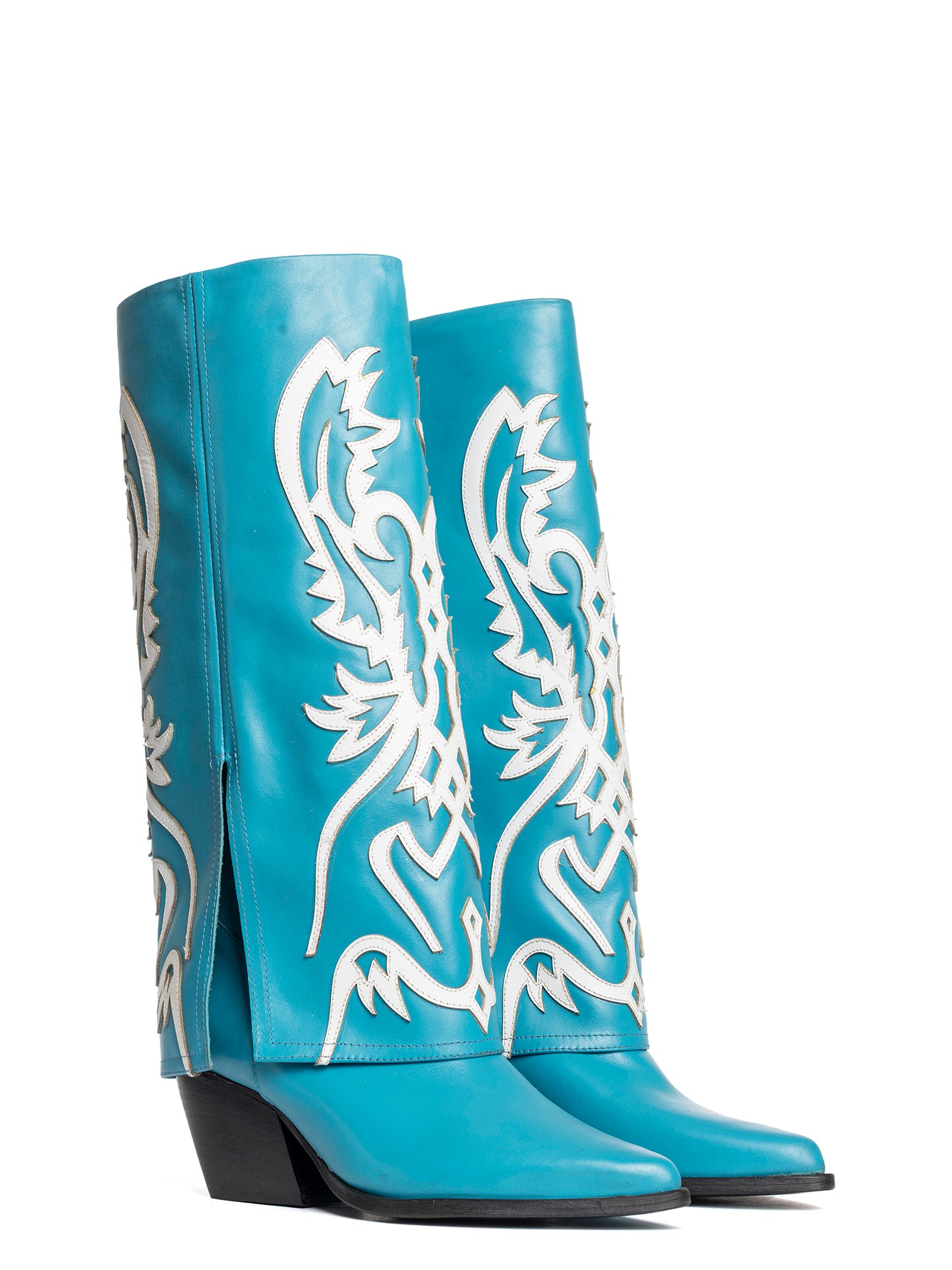 Santiago Stivali texani in vitello azzurro